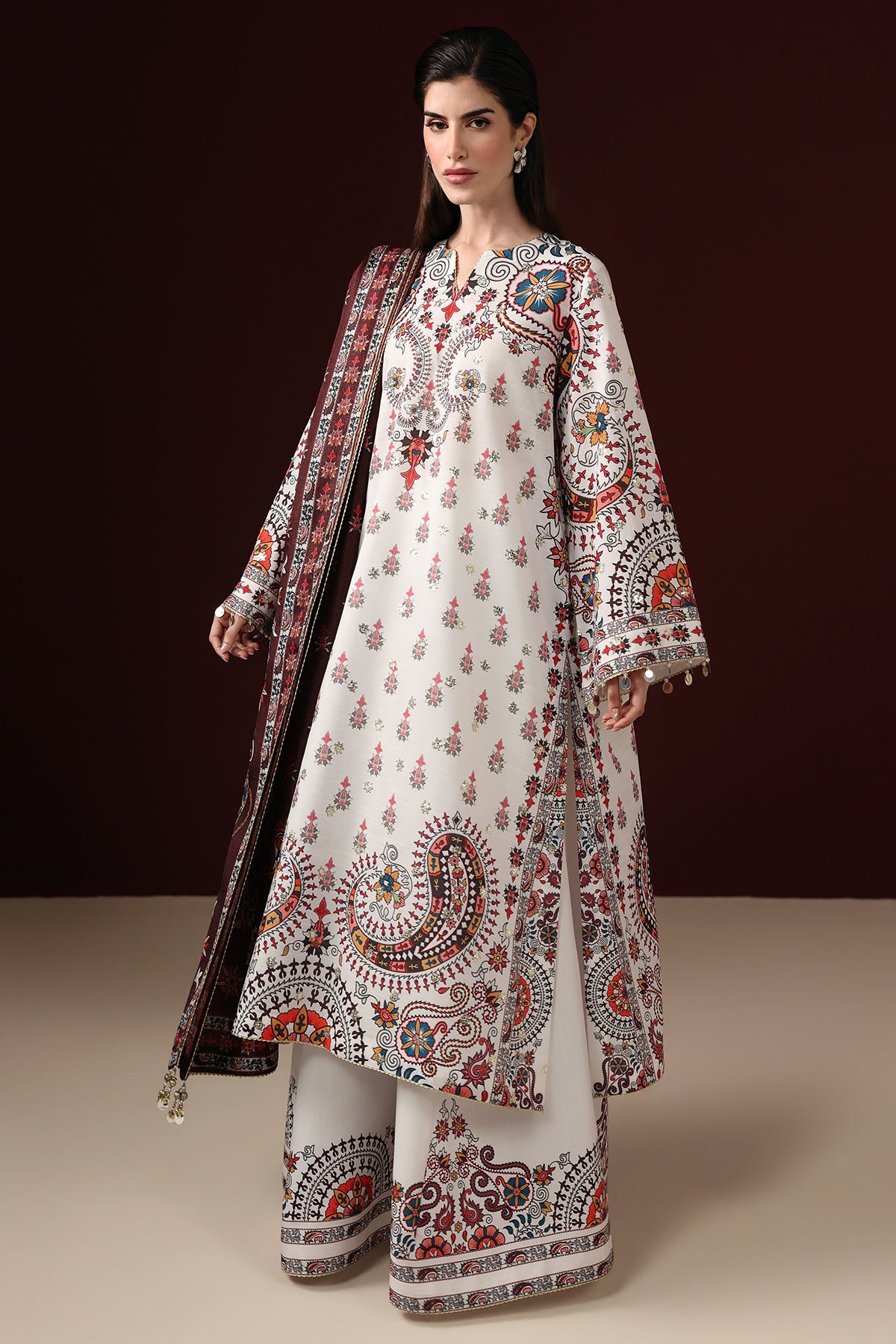 EMBROIDERED RAW SILK UR-7088