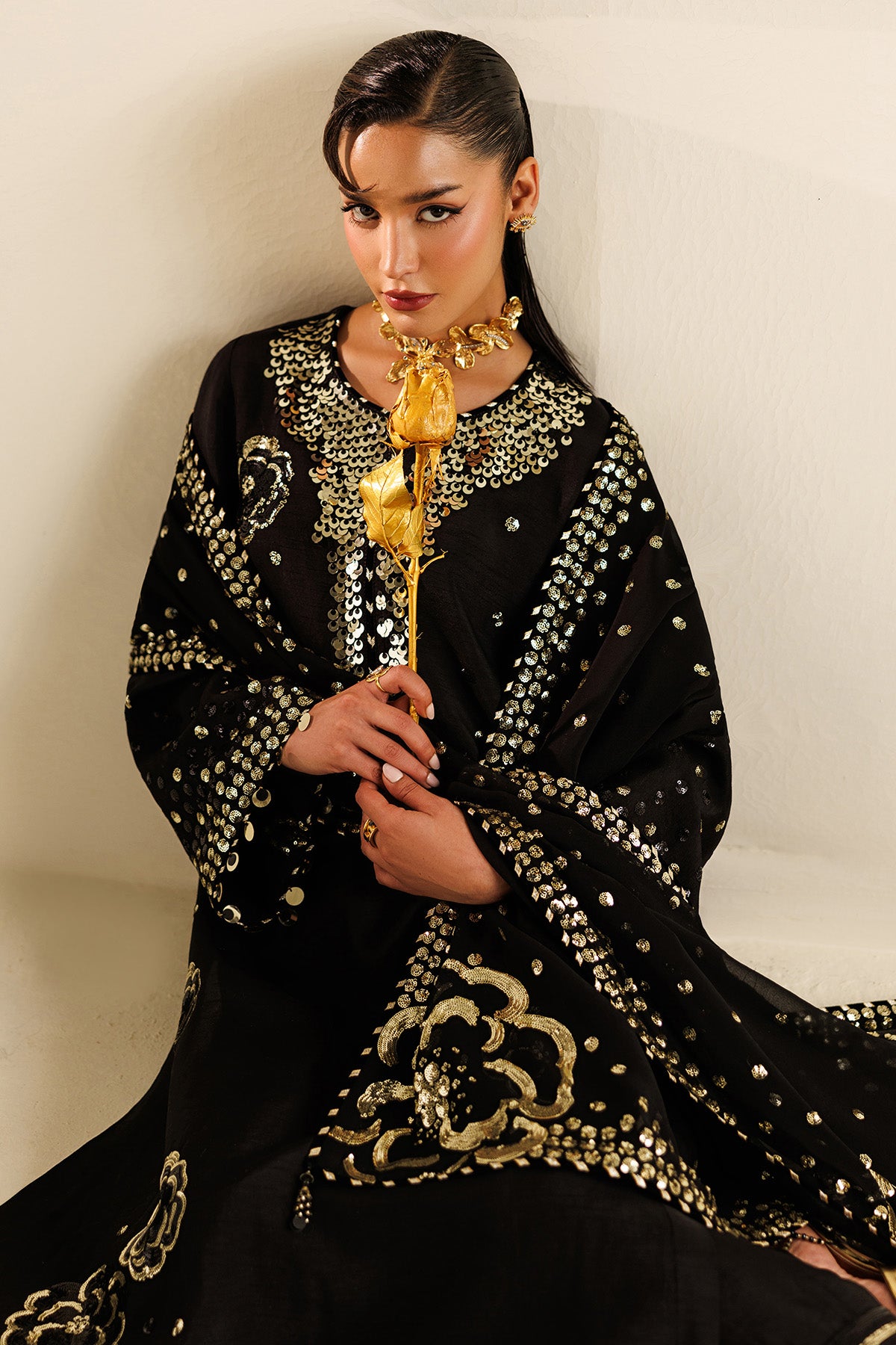 Embroidered Raw Silk UR-7065