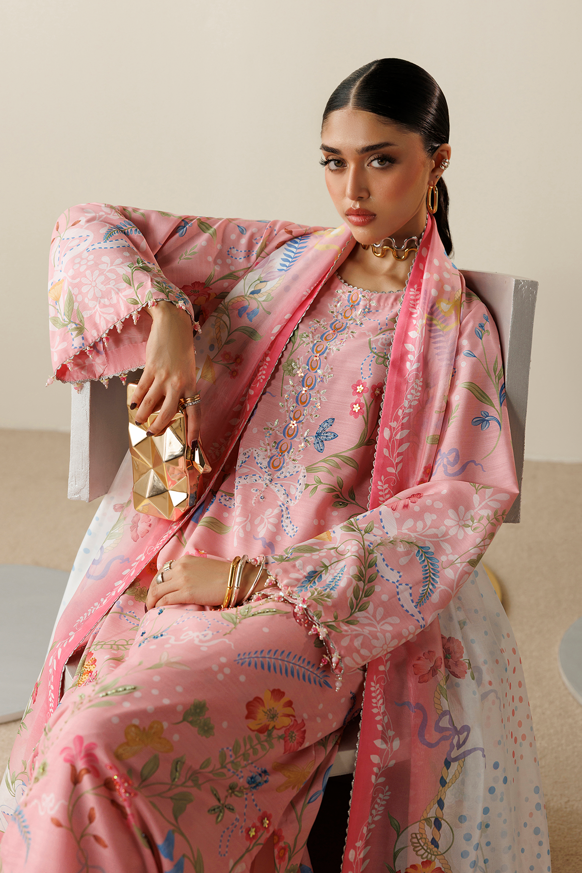 EMBROIDERED RAW SILK OR26-D04