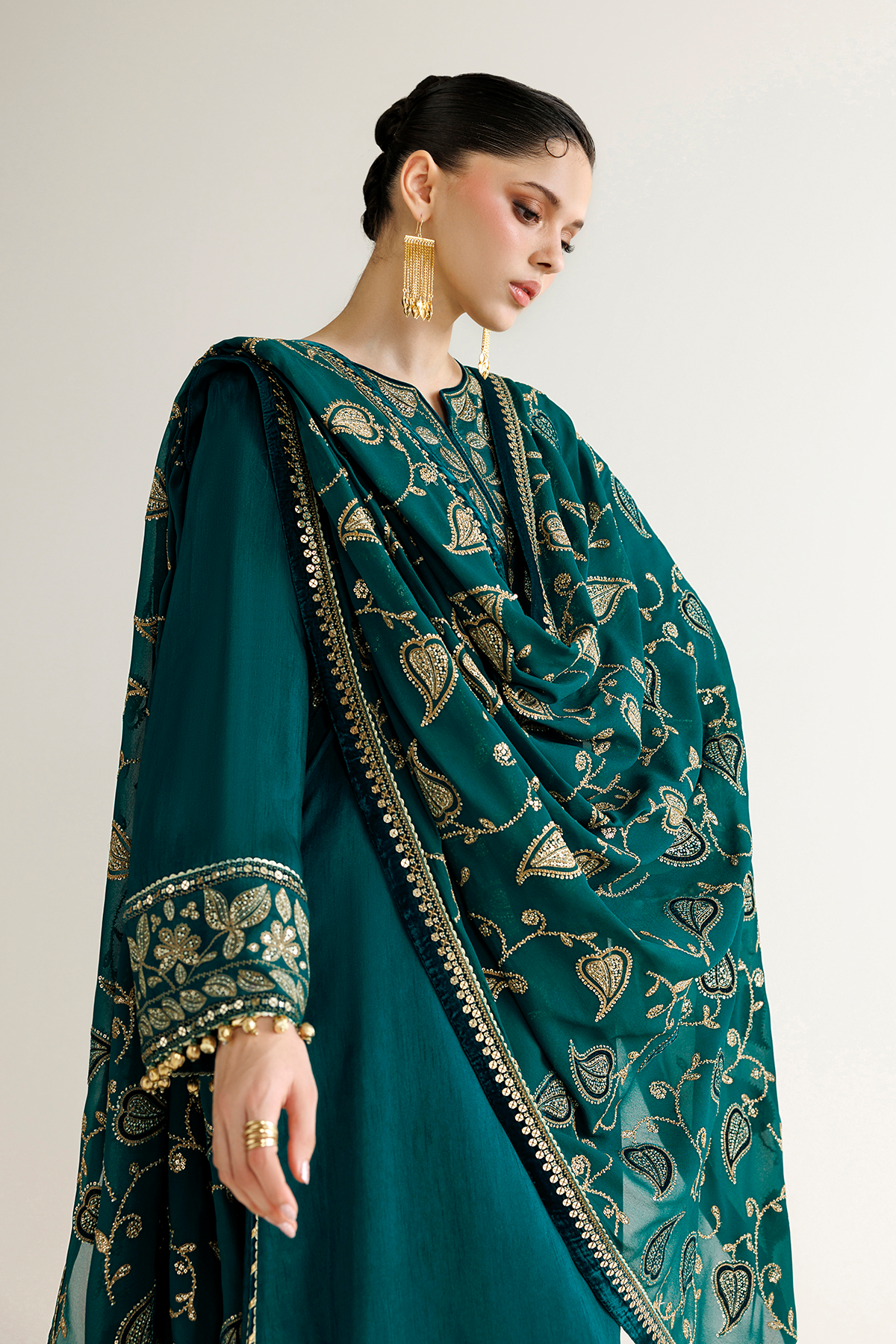 EMBROIDERED RAW SILK UR-7092