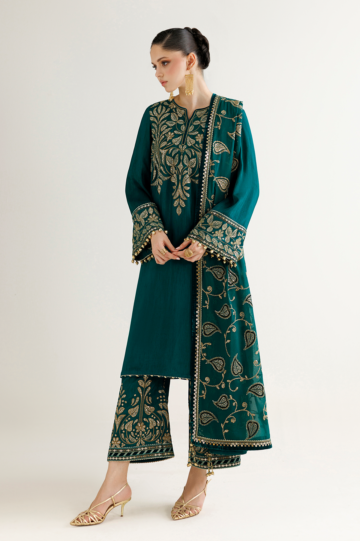 EMBROIDERED RAW SILK UR-7092