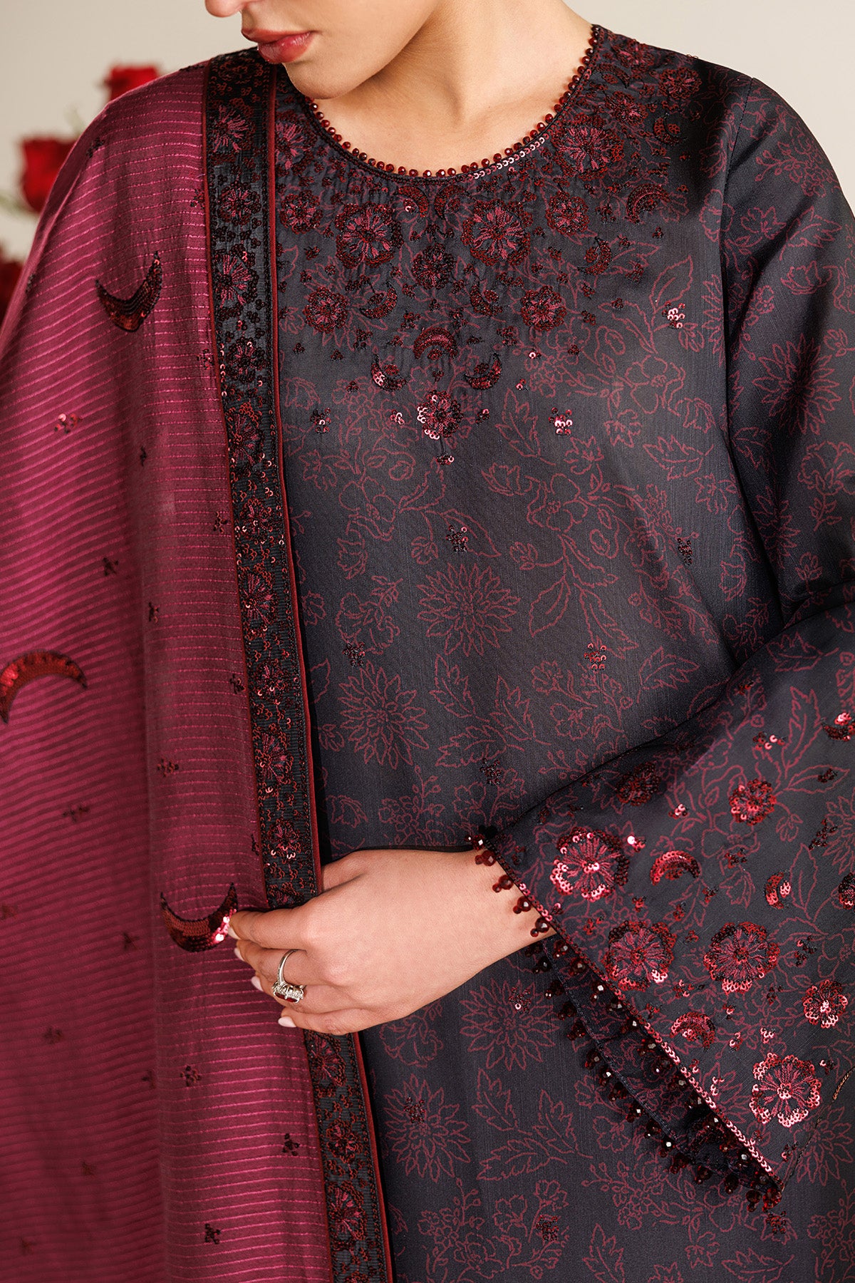 Embroidered Raw Silk UR-7068