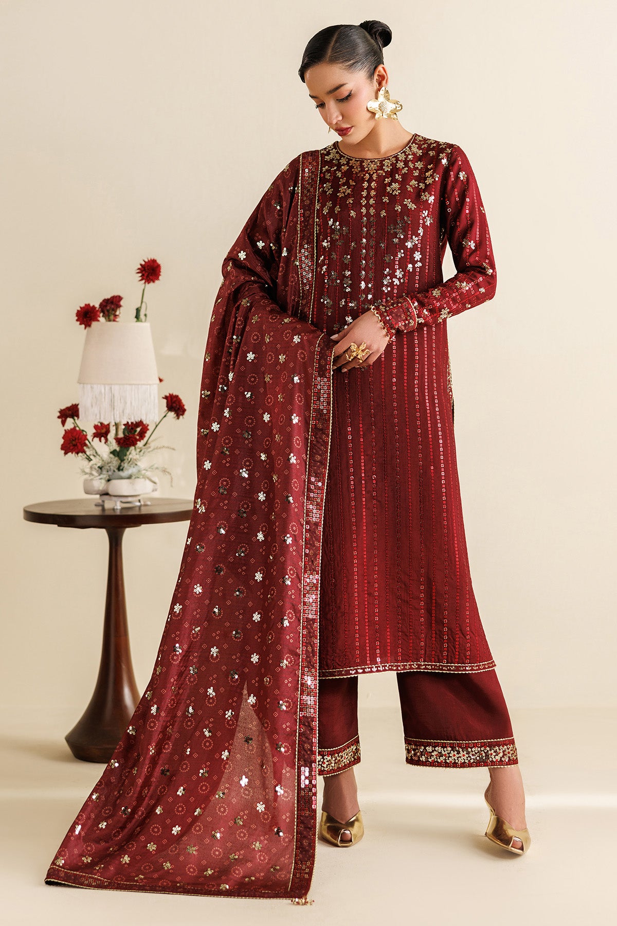 Embroidered Raw Silk UR-7070