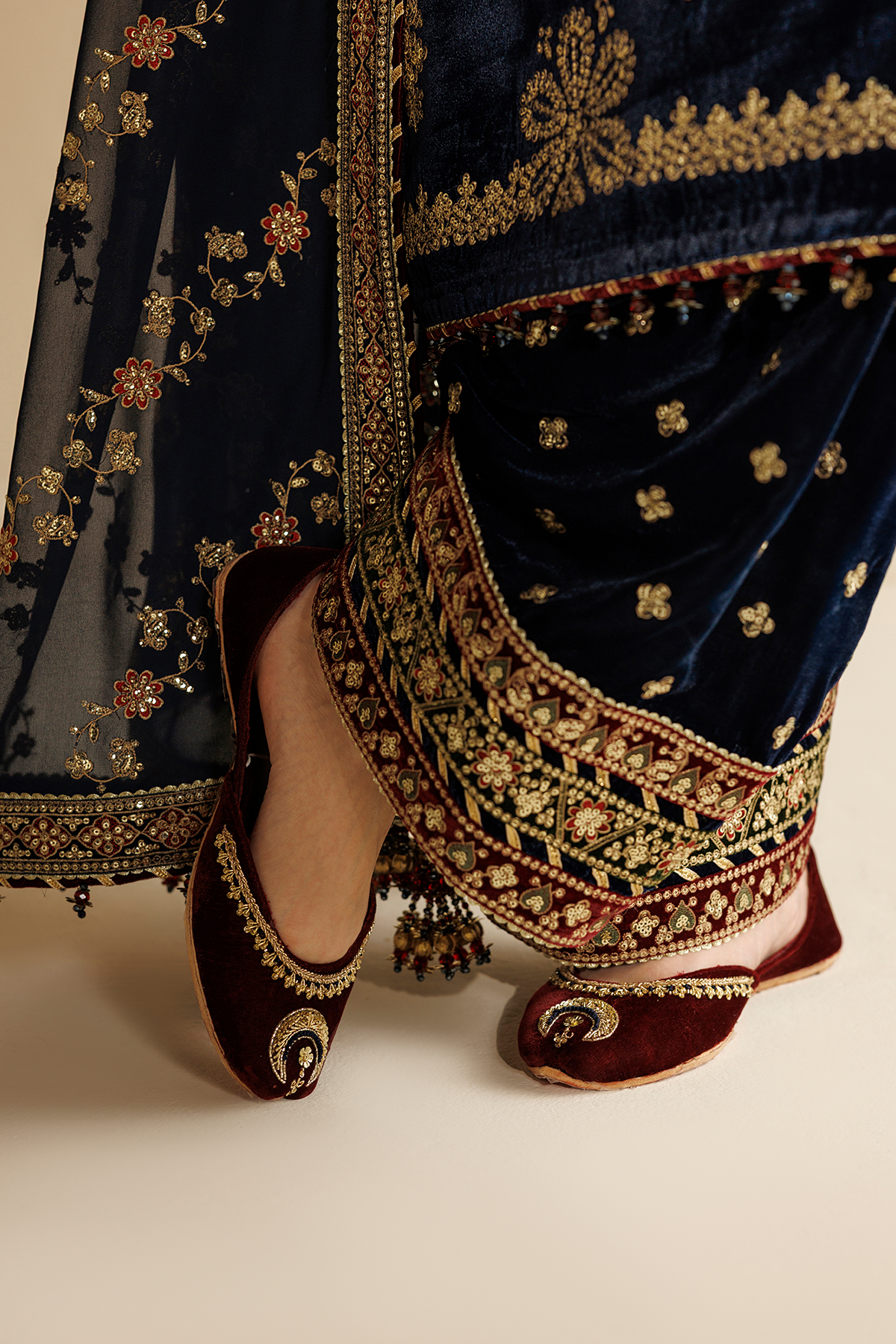 Embroidered Velvet Khussa D-02