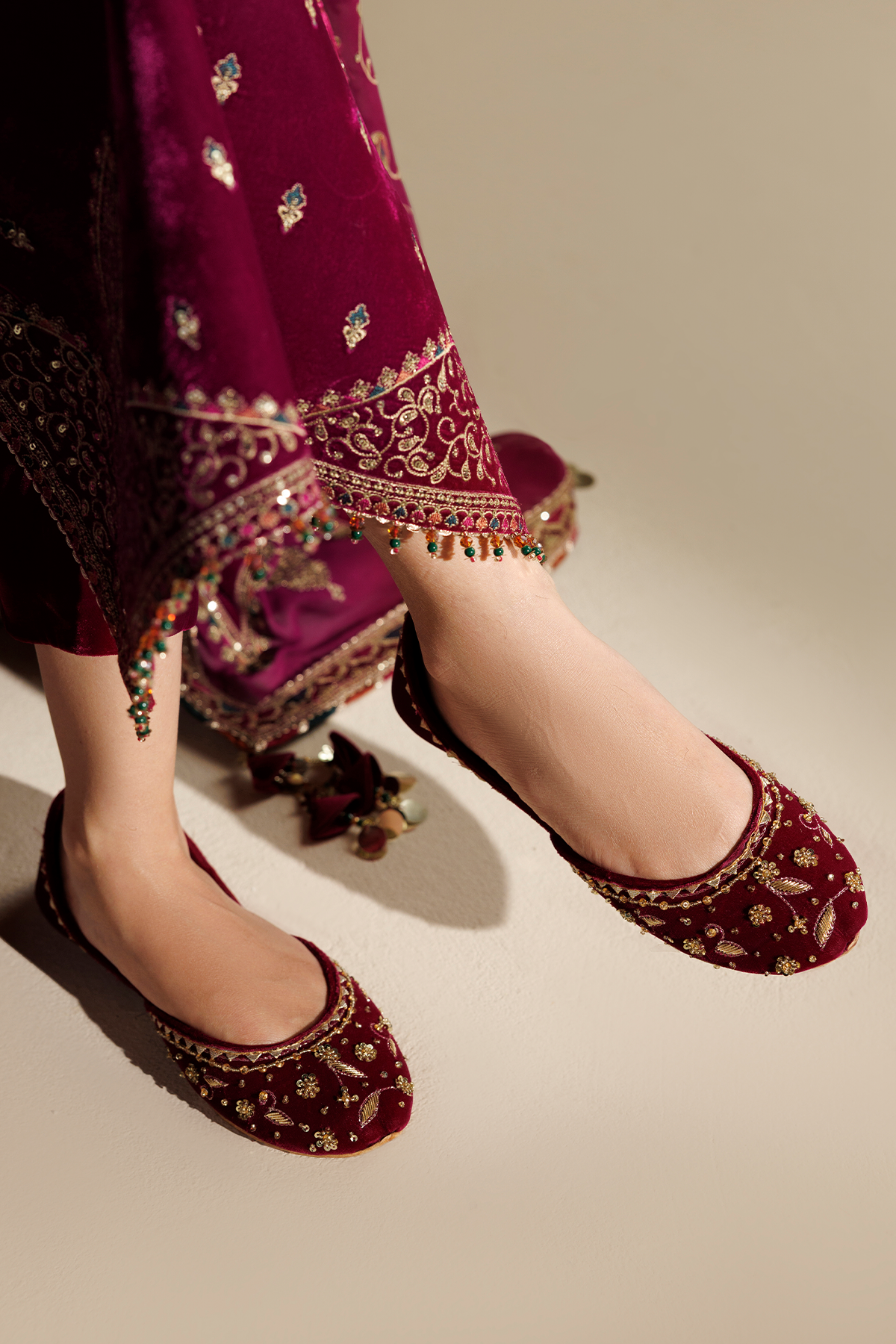 Embroidered Velvet Khussa D-05