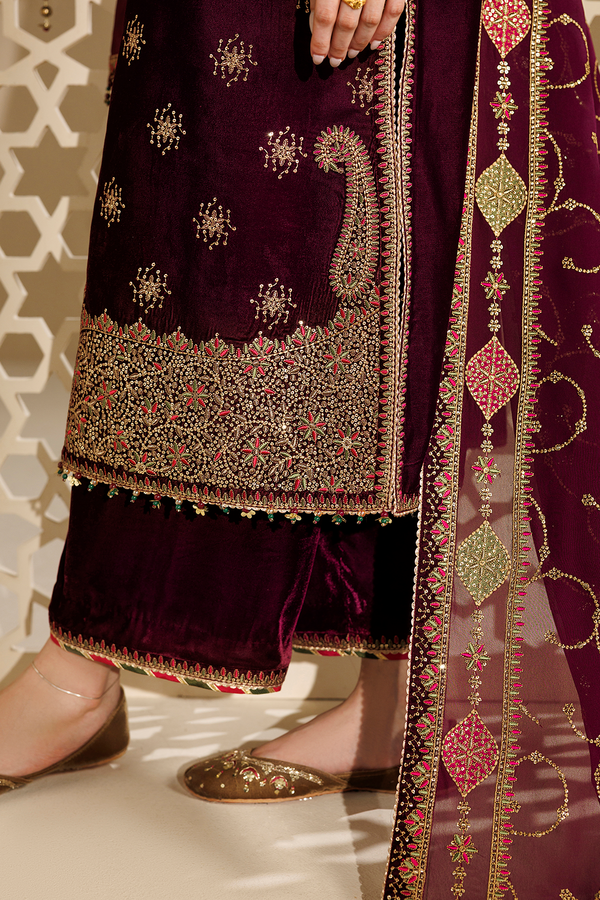 Embroidered Velvet Khussa D-18