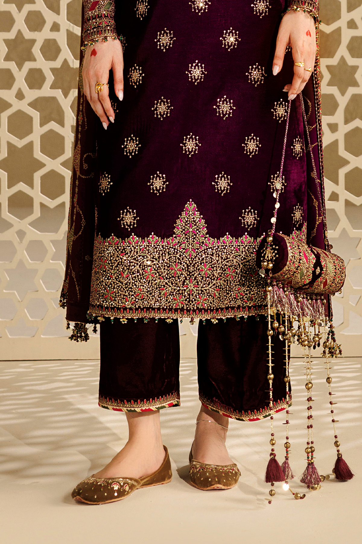 Embroidered Velvet Khussa D-06
