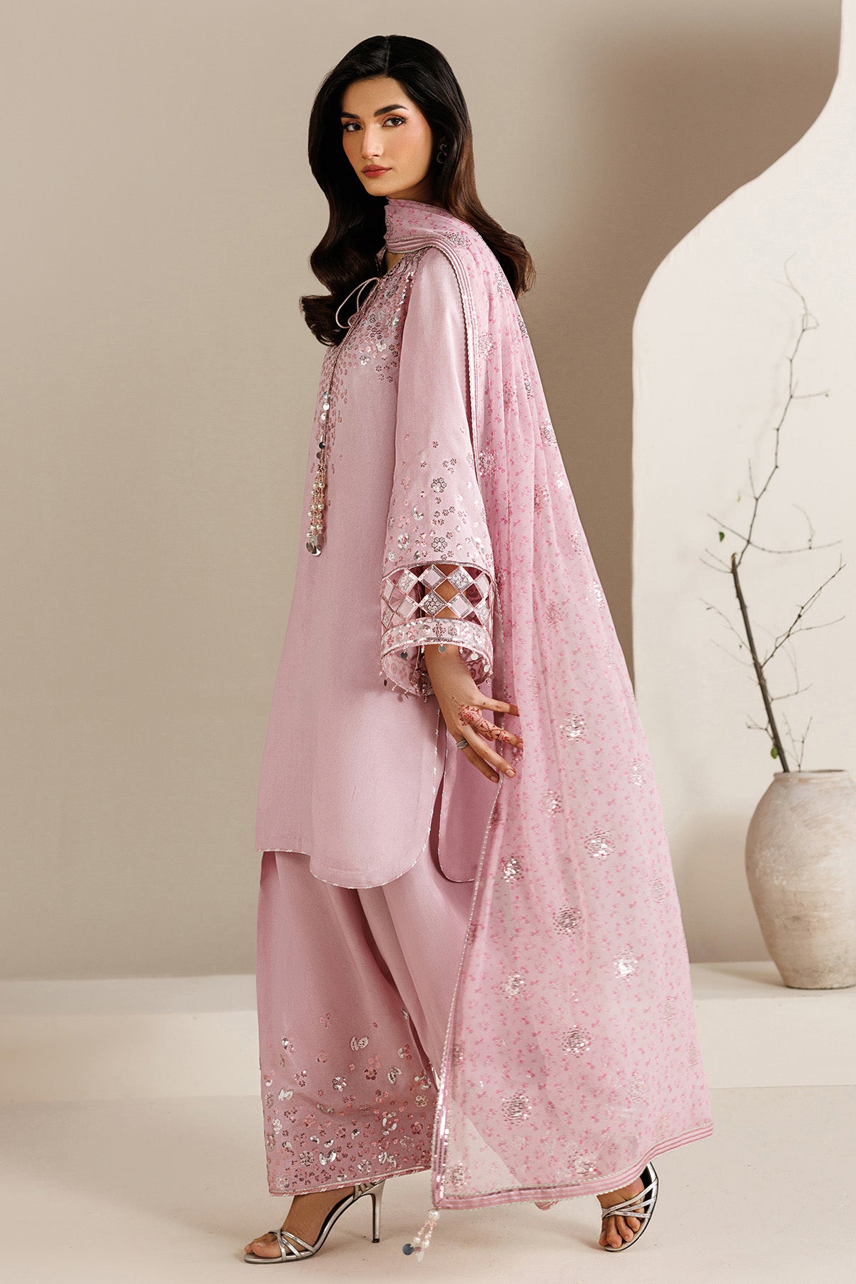 EMBROIDERED RAW SILK UR-7082