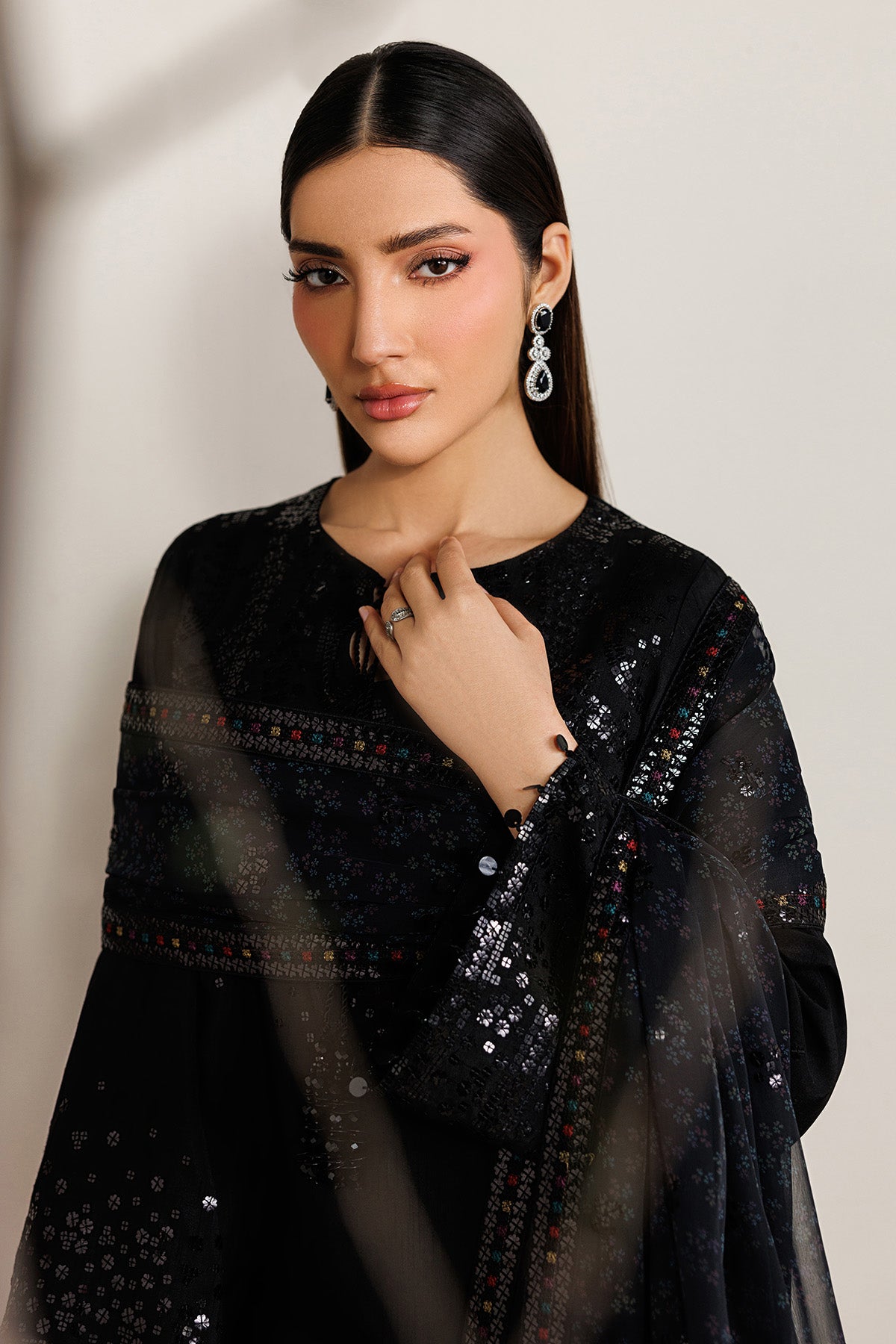 EMBROIDERED RAW SILK UR-7081