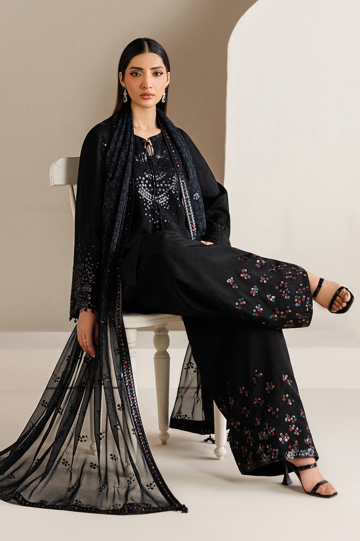 EMBROIDERED RAW SILK UR-7081