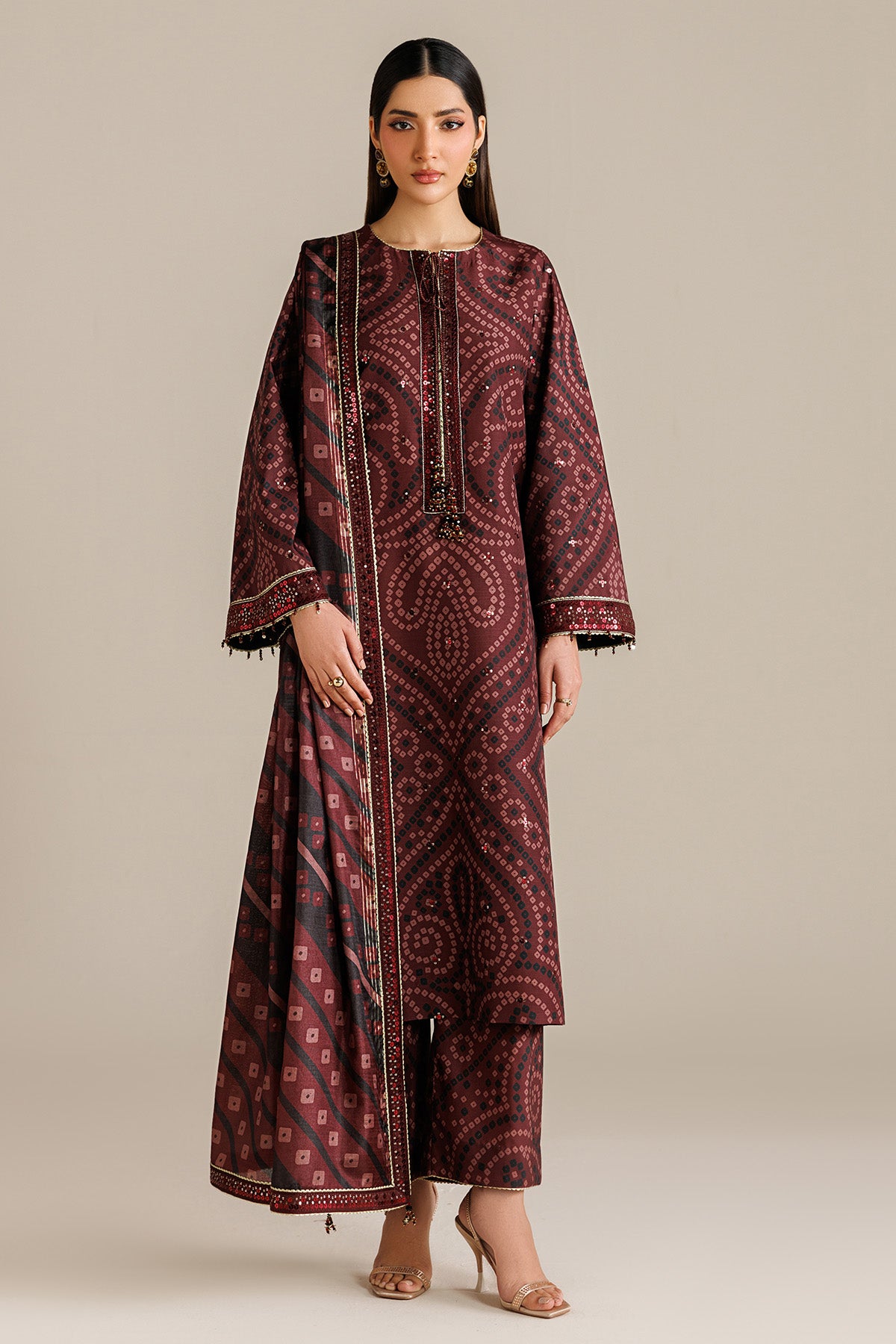 EMBROIDERED RAW SILK UR-7079