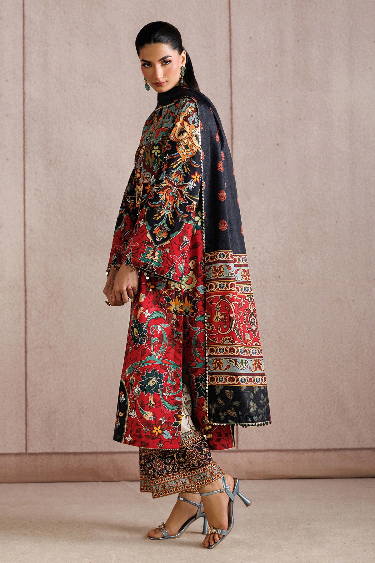 EMBROIDERED RAW SILK UR-7083