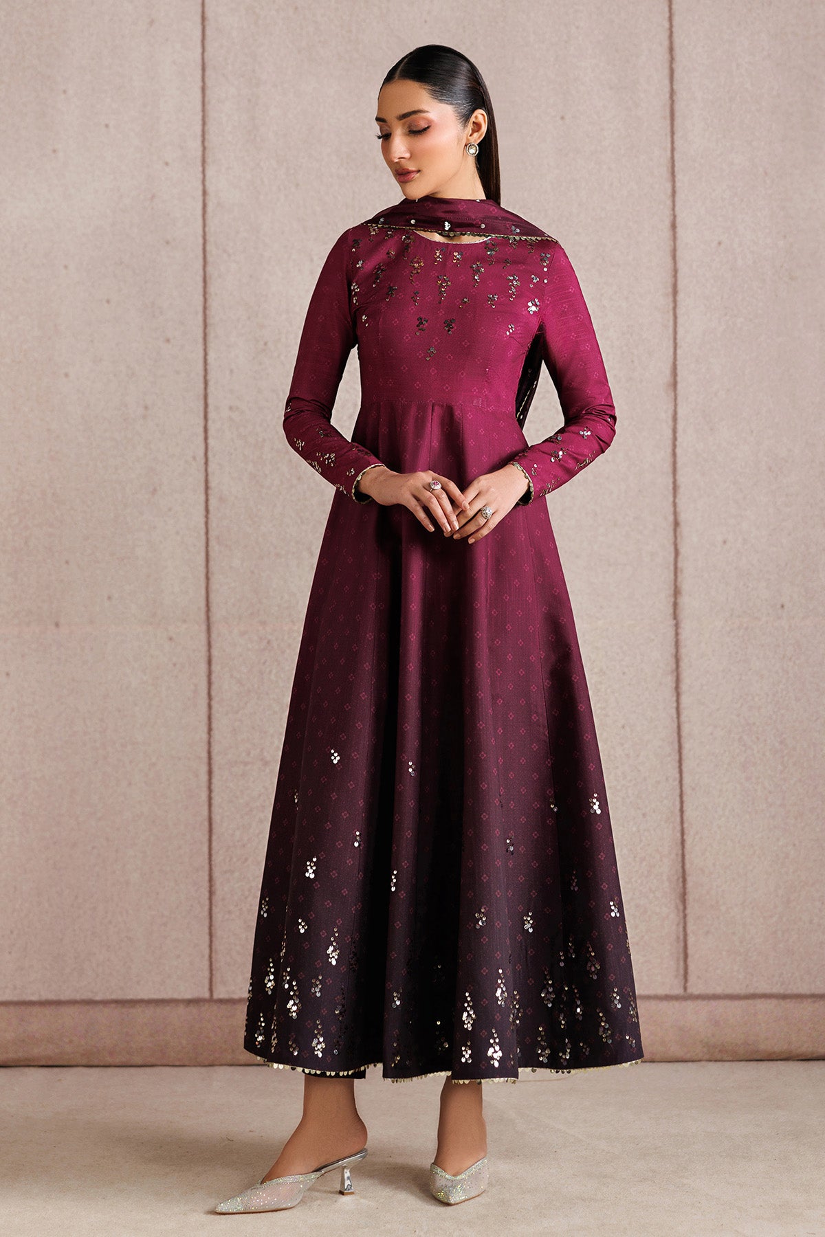 EMBROIDERED RAW SILK UR-7073
