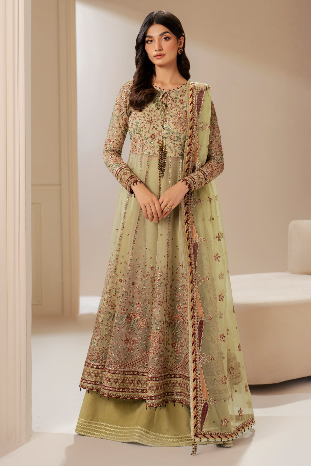 A.J Zinc Chiffon Embroidery New Arrival 3piece Unstitched main image 1