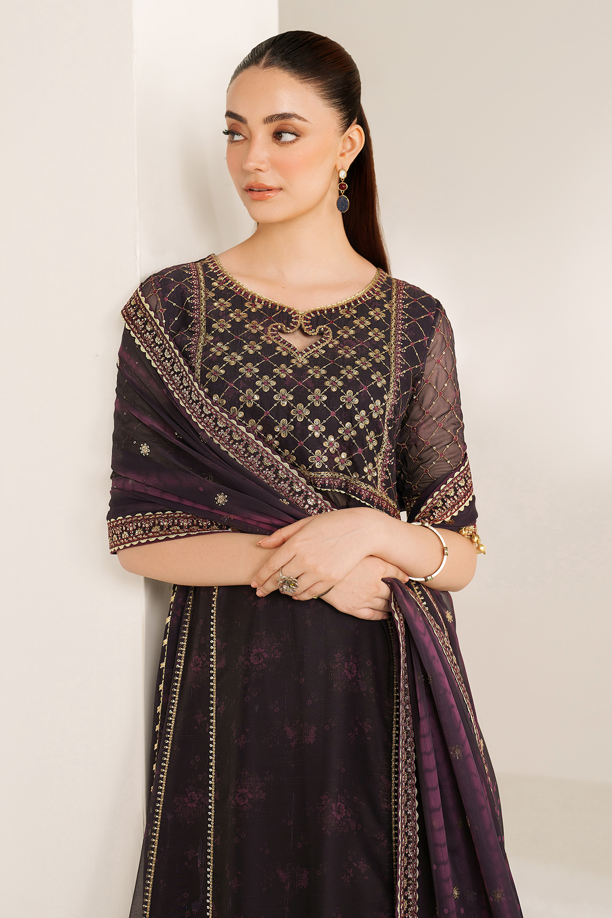 EMBROIDERED CHIFFON UC-3111
