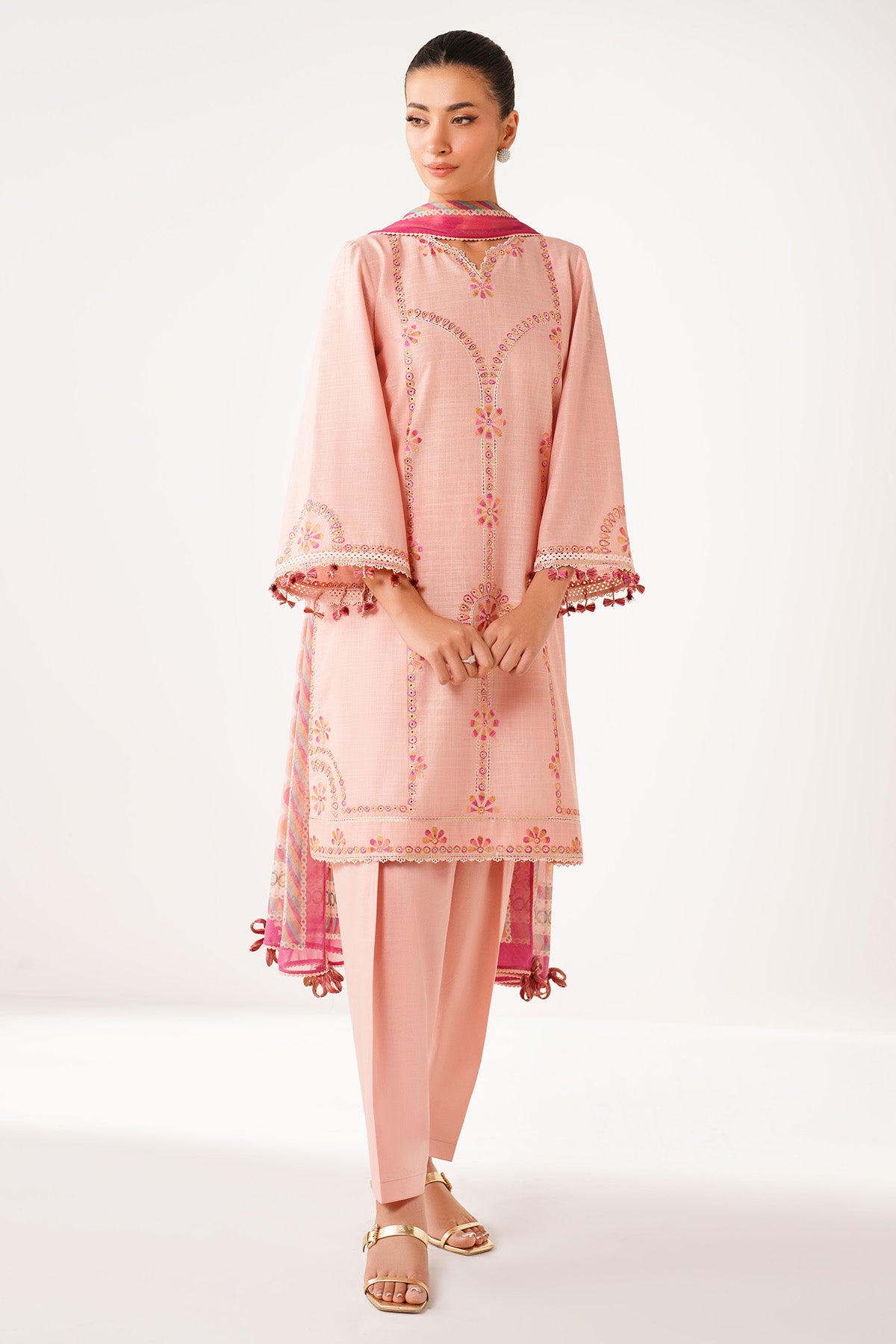 EMBROIDERED SLUB LAWN USE-9240