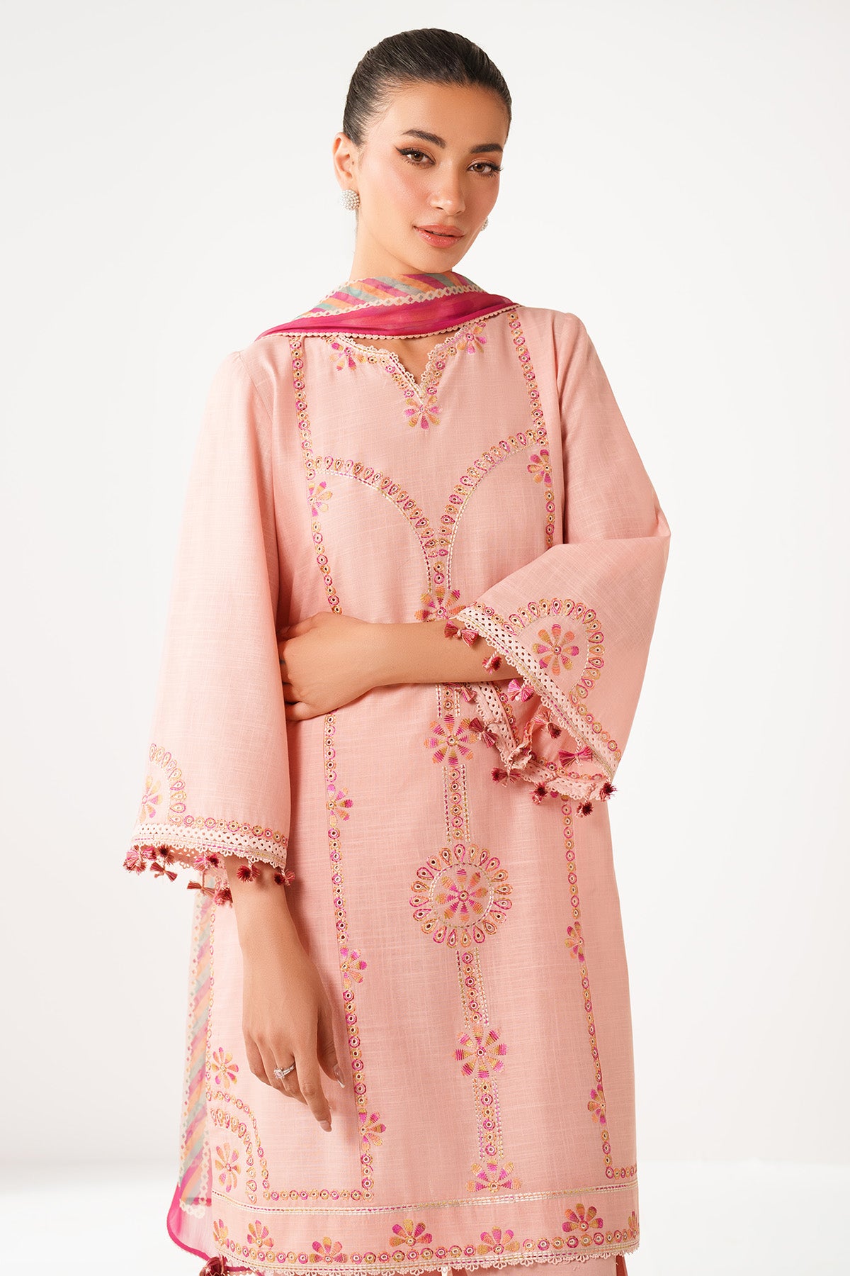 EMBROIDERED SLUB LAWN USE-9240