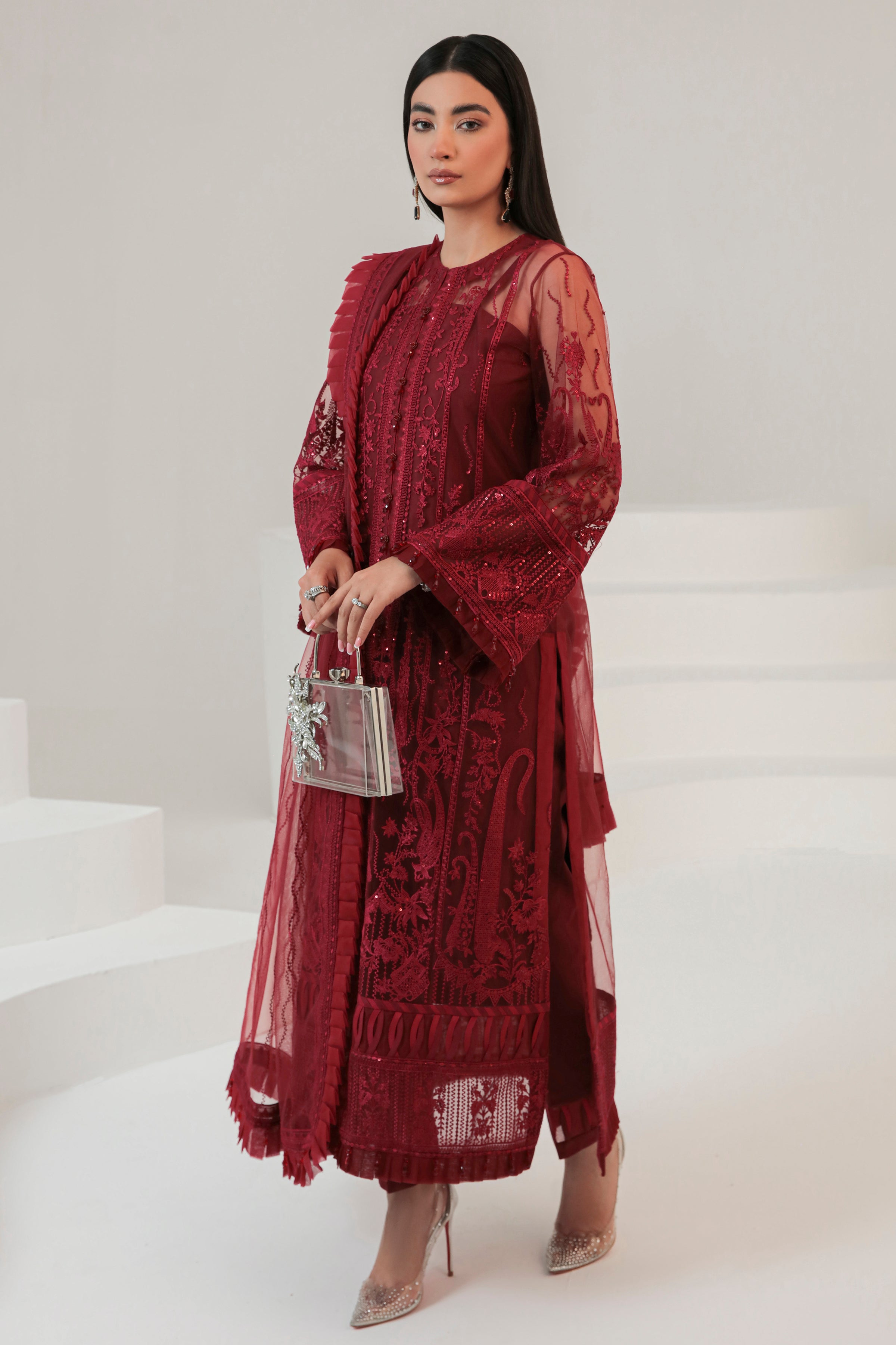 red formal pakistani dresses