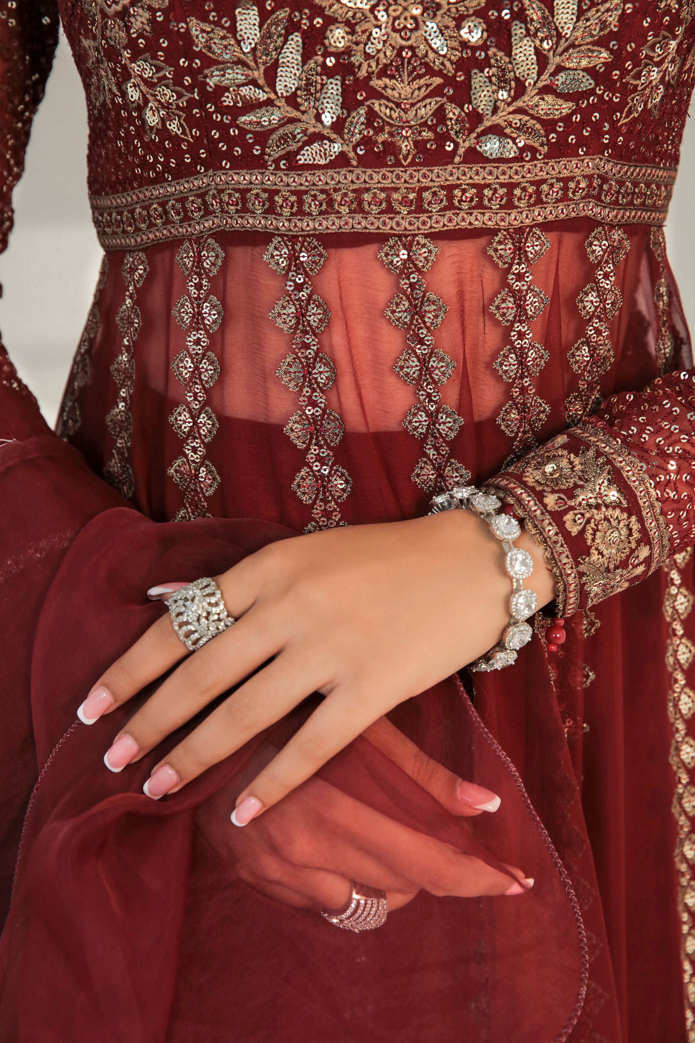 embroidered formal dress