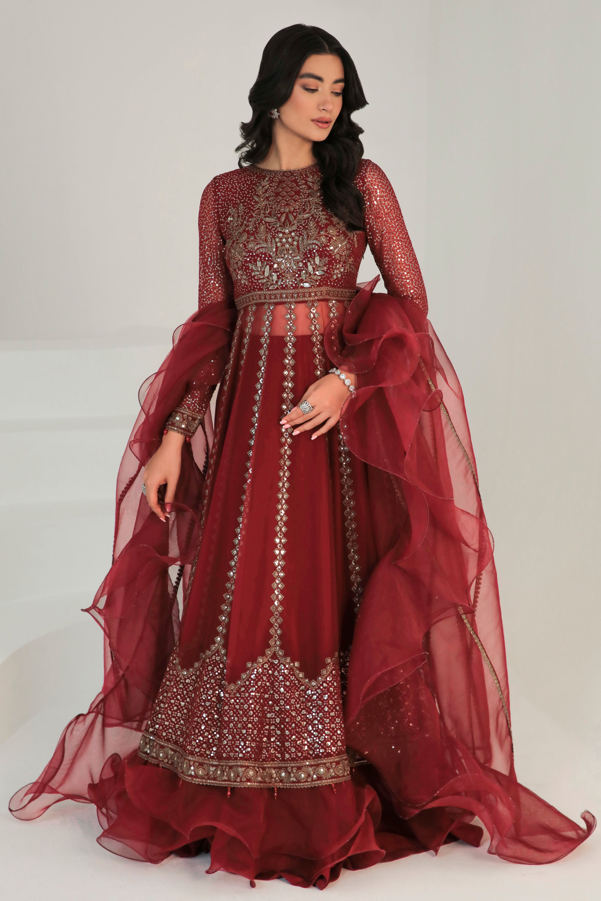 red formal pakistani dresses