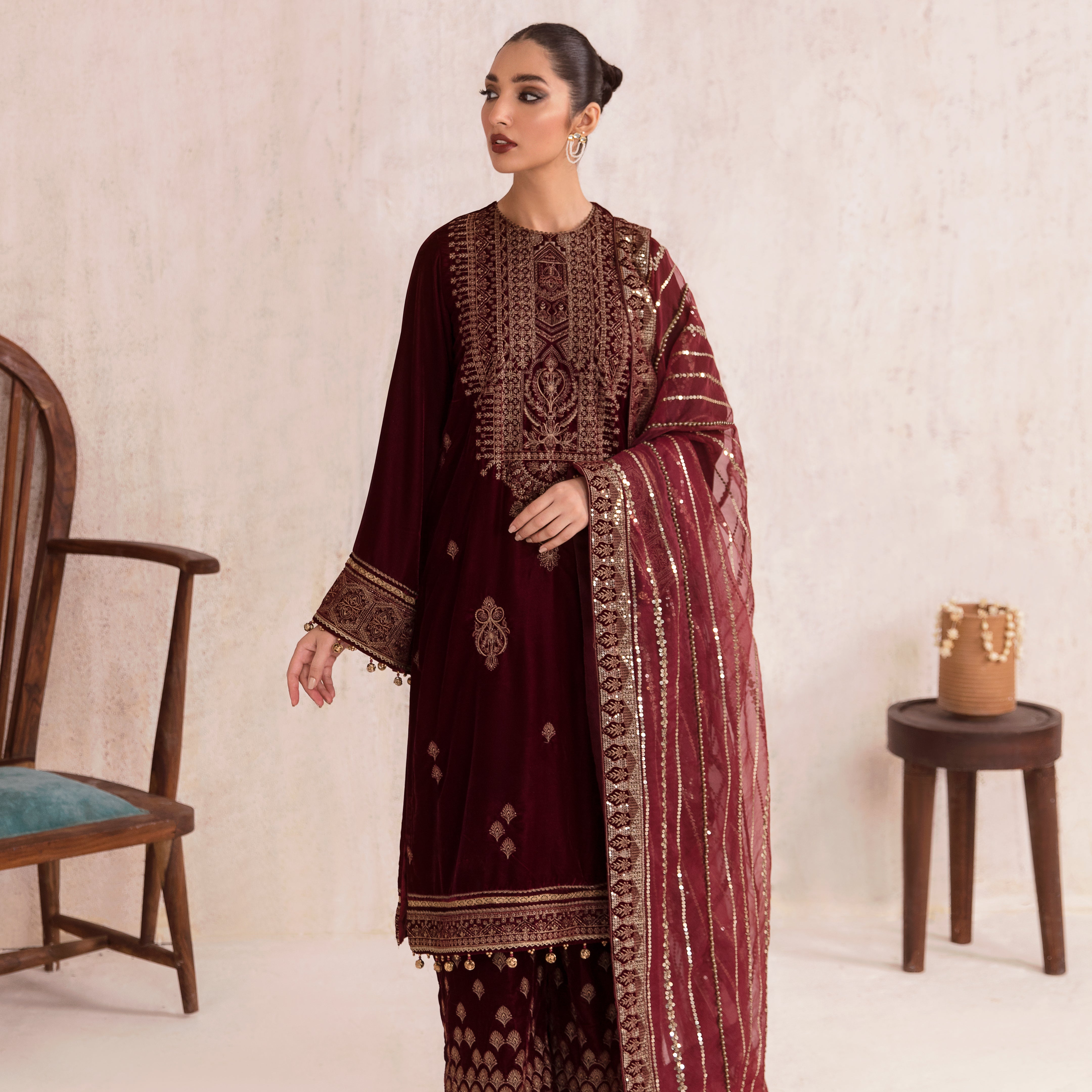 Formal Velvet Dresses Online In Pakistan | Velvet Dresses