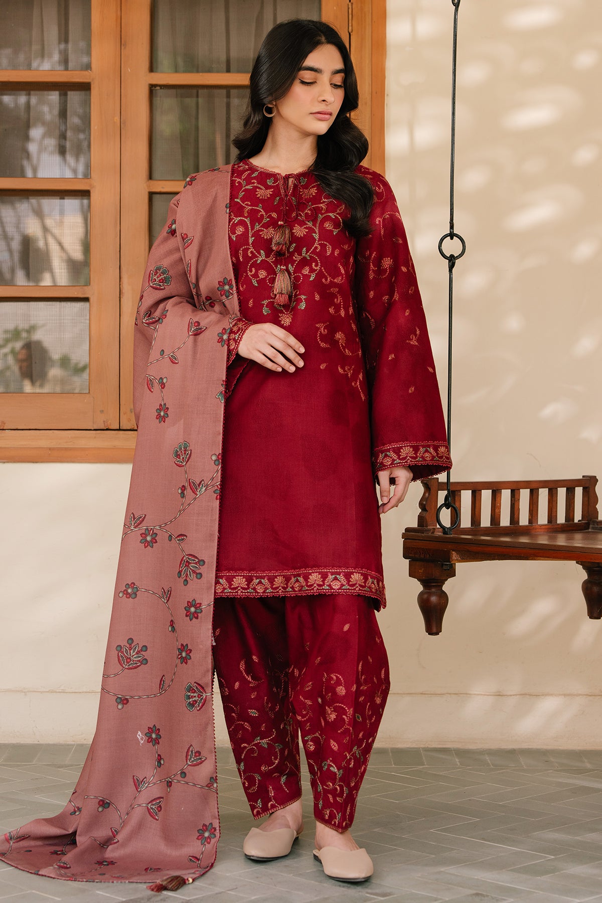 EMBROIDERED JACQUARD KHADDAR RTW - 1169