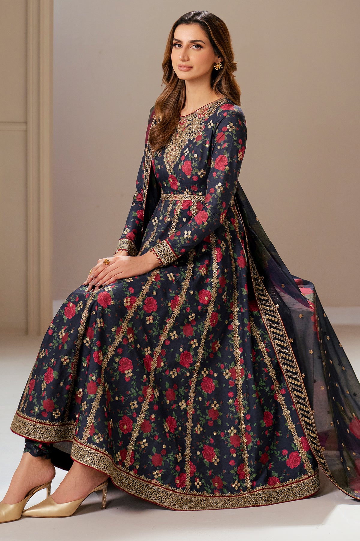 Embroidered Raw Silk UR-7048