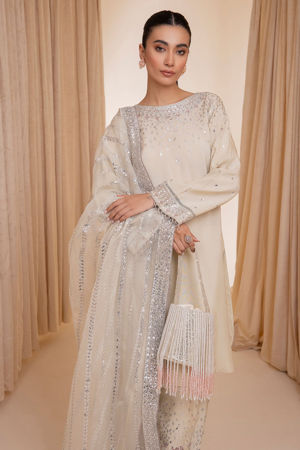 EMBROIDERED RAW SILK UR-7002