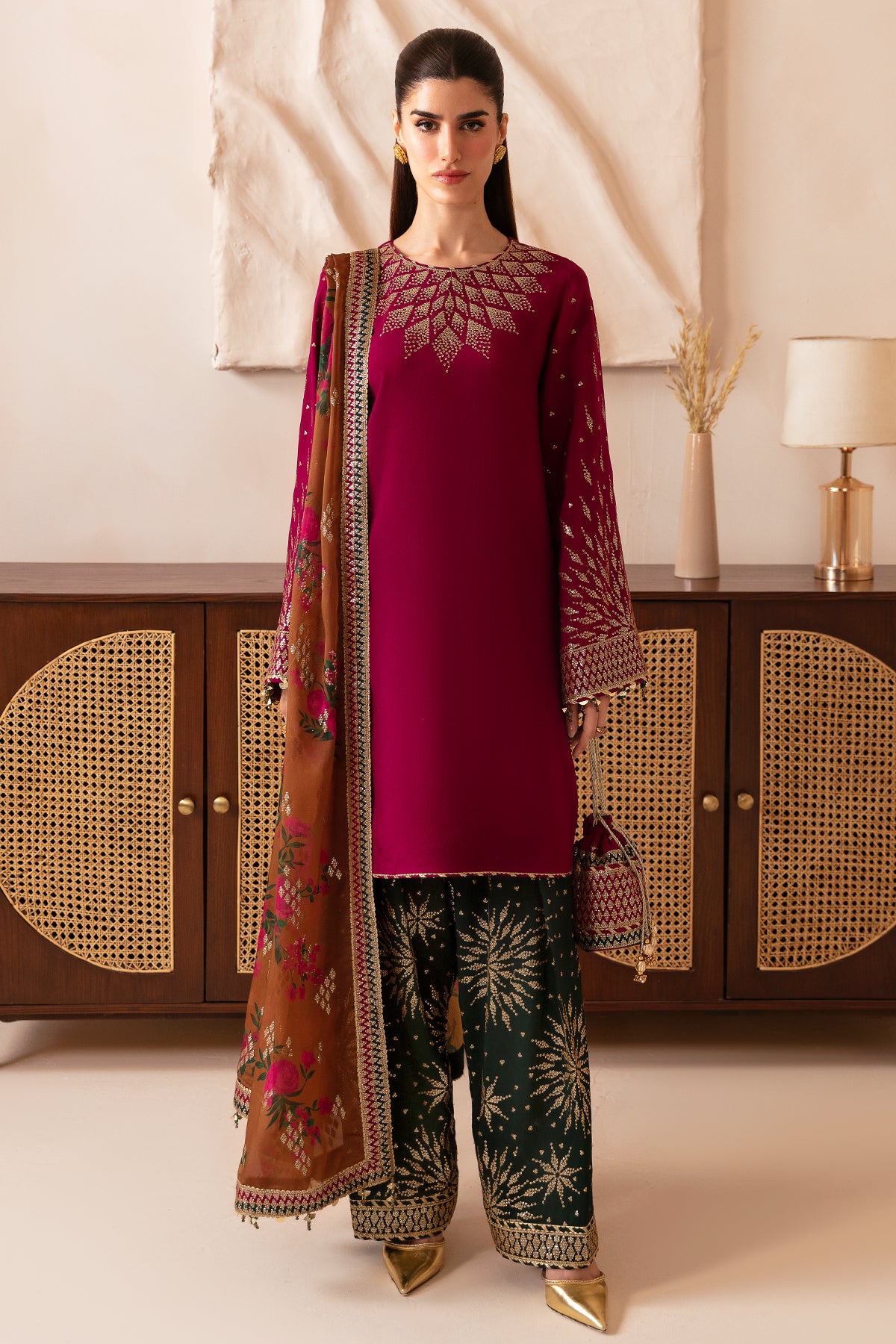 Premium Embroidered Raw Silk UR-7038