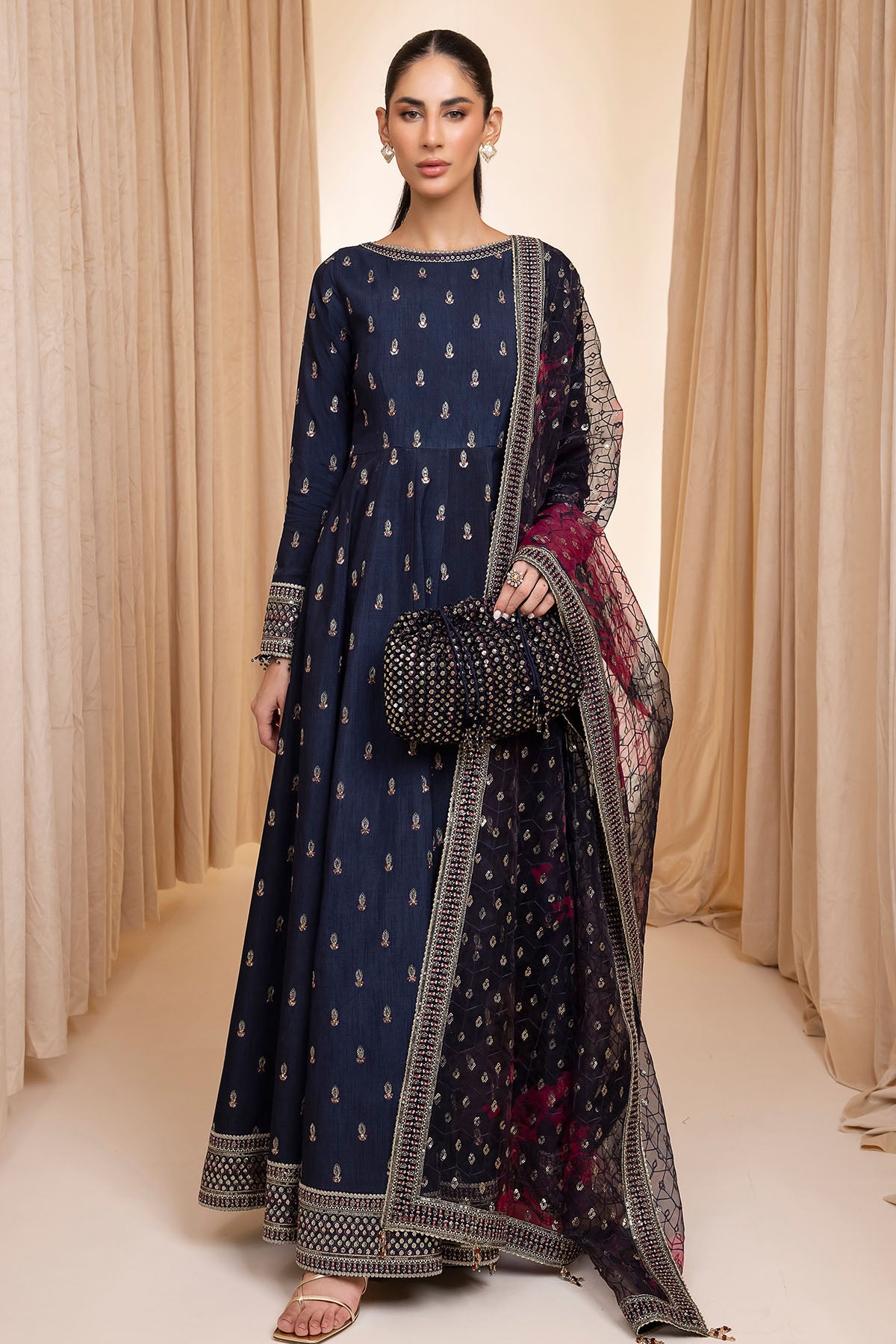 Embroidered Raw Silk UR-7005