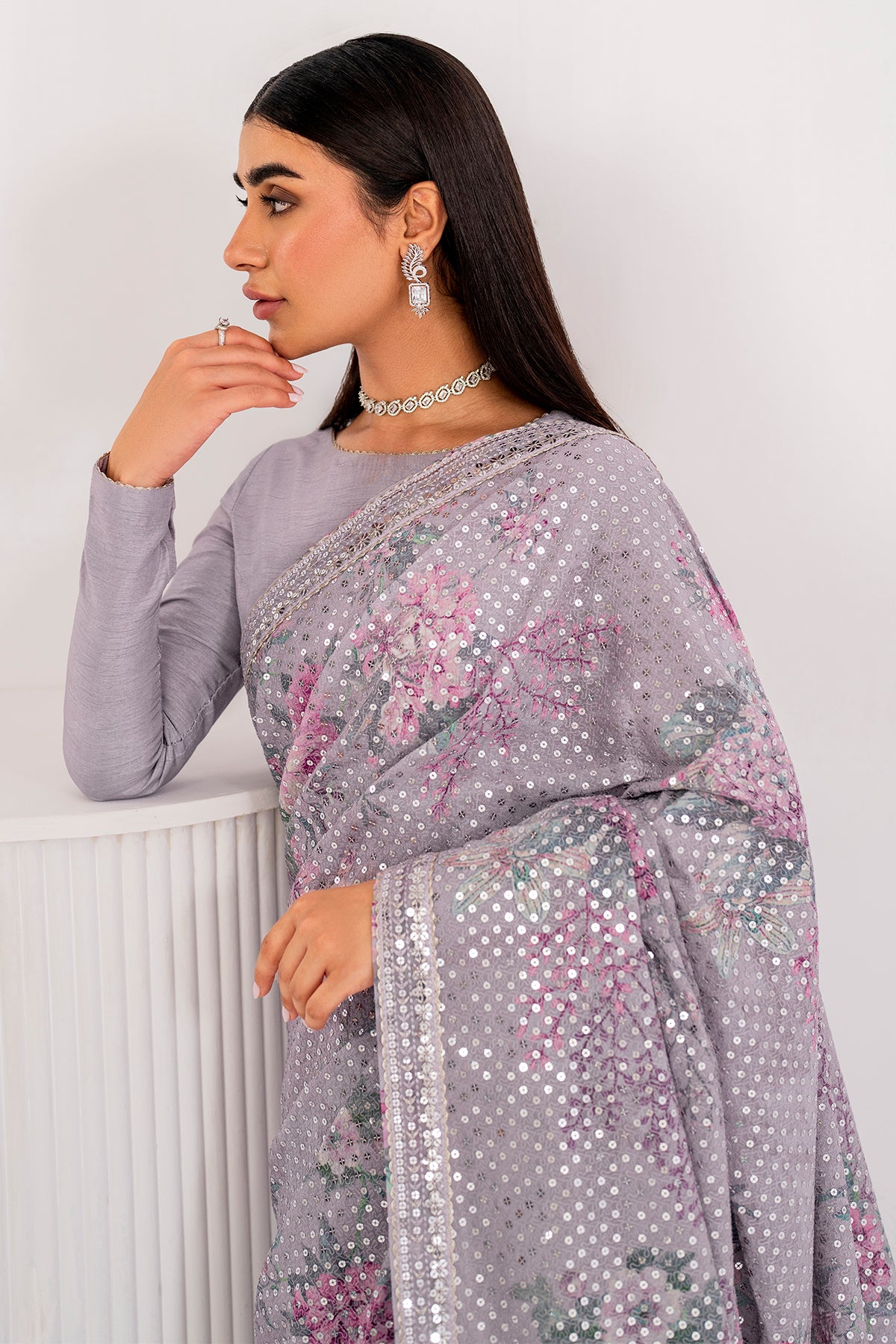 EMBROIDERED CHIFFON UC-3060