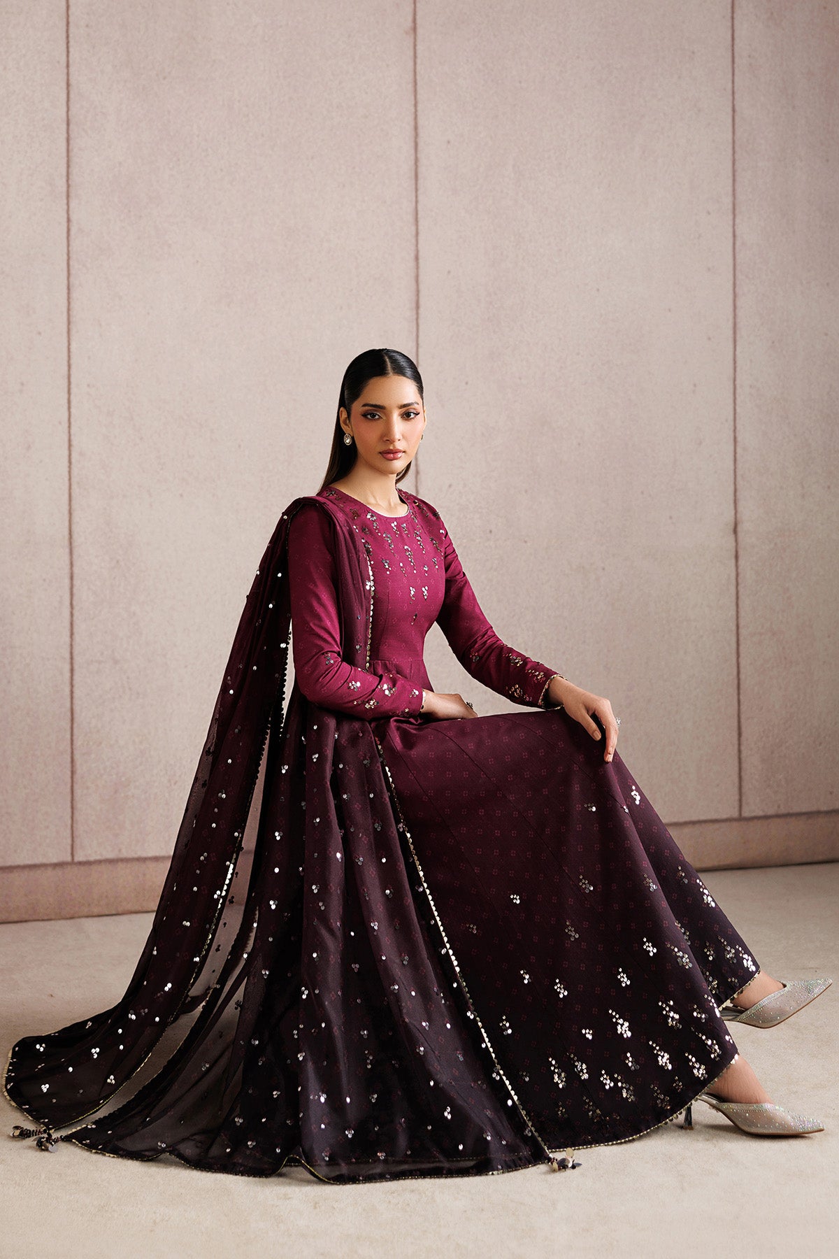 EMBROIDERED RAW SILK UR-7073