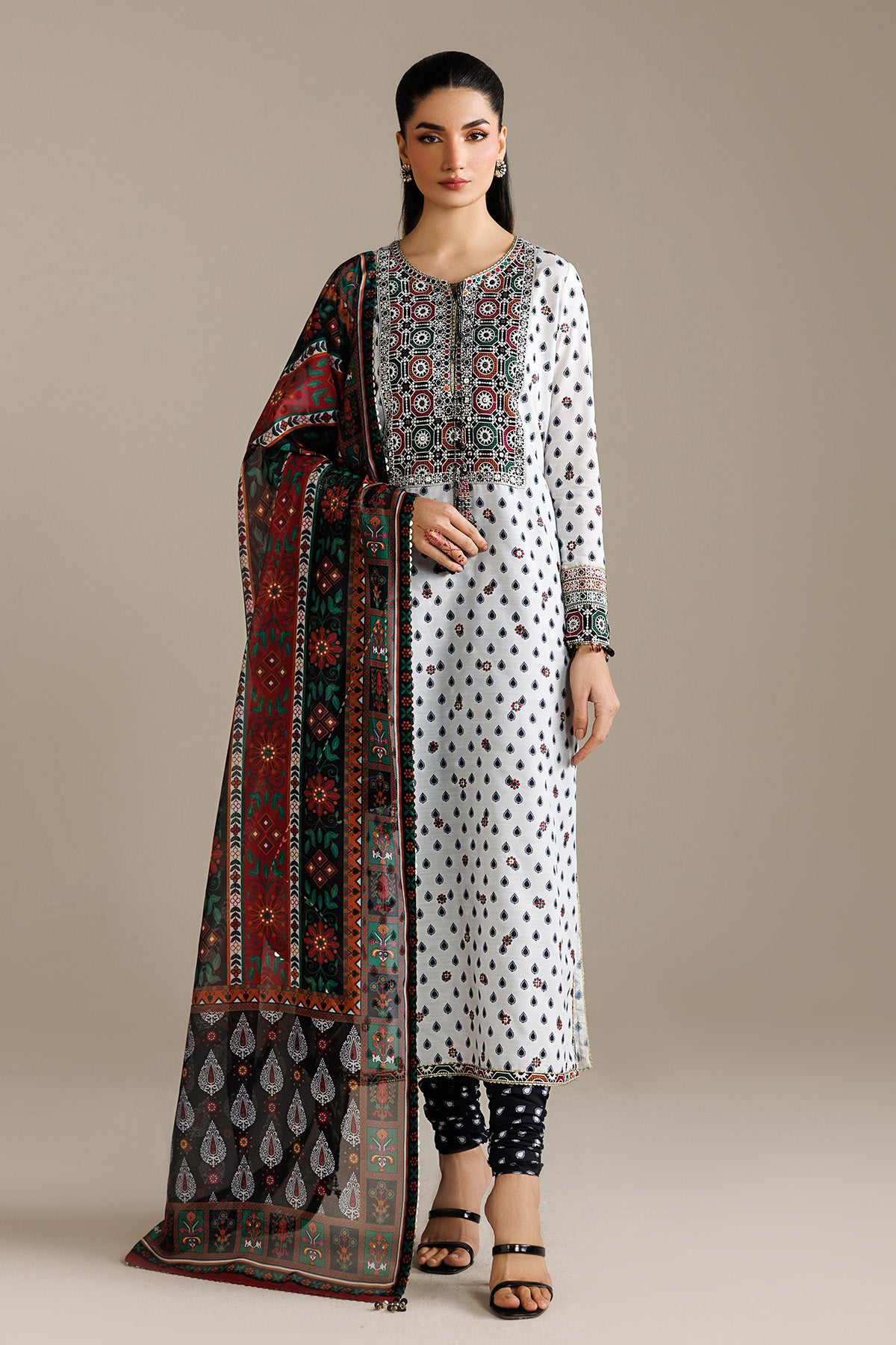 EMBROIDERED RAW SILK UR-7077