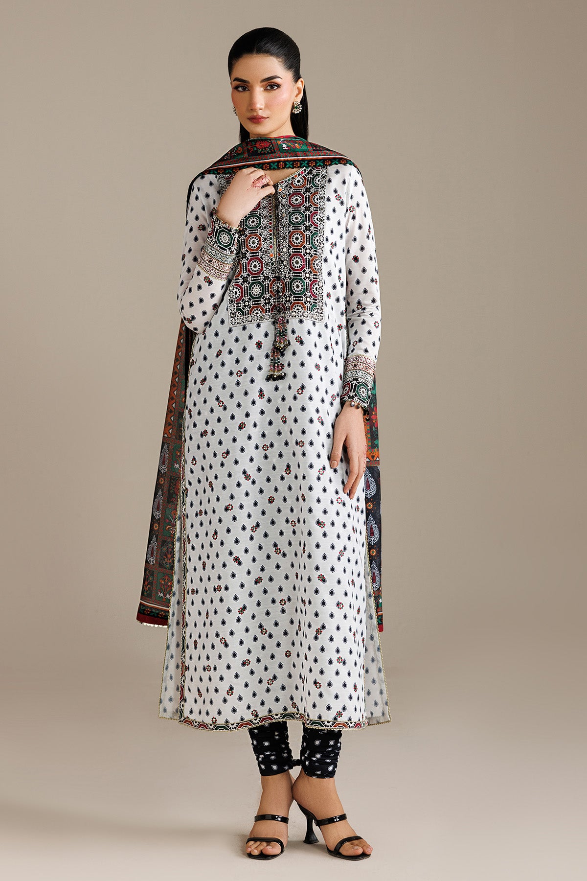 EMBROIDERED RAW SILK UR-7077