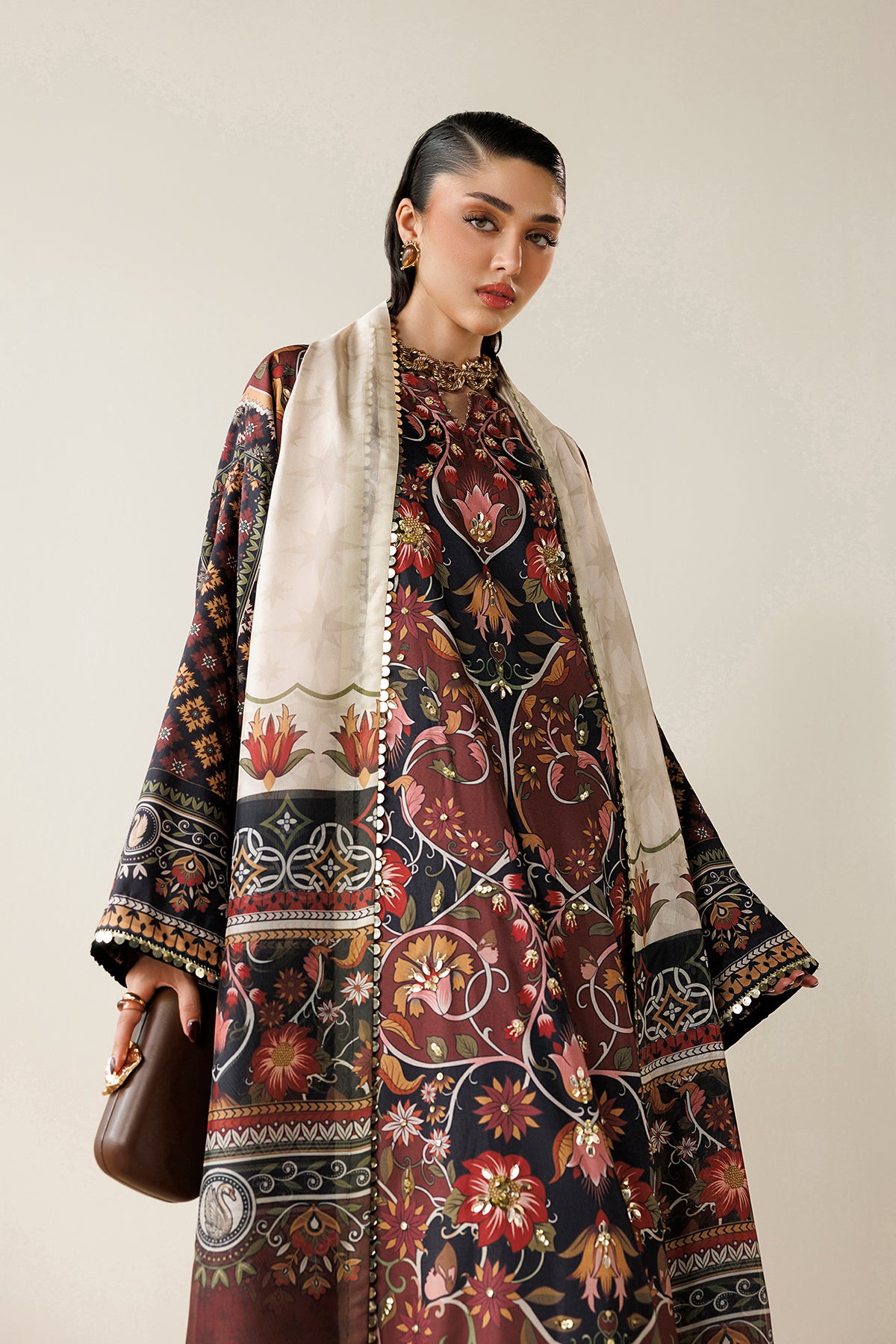 EMBROIDERED RAW SILK OR26-D03