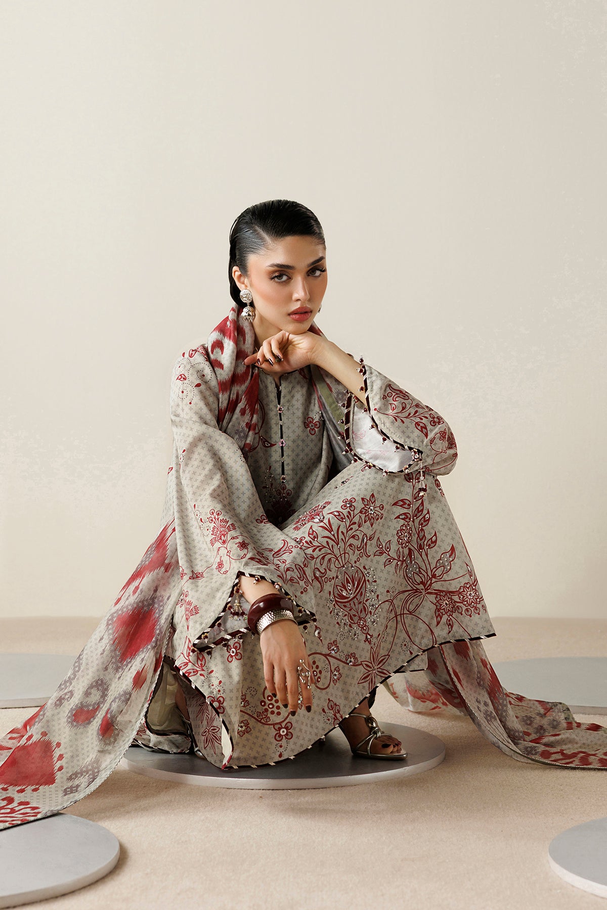 EMBROIDERED RAW SILK OR26-D06