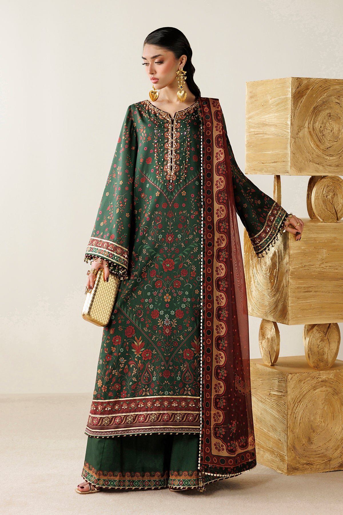 EMBROIDERED RAW SILK OR26-D01