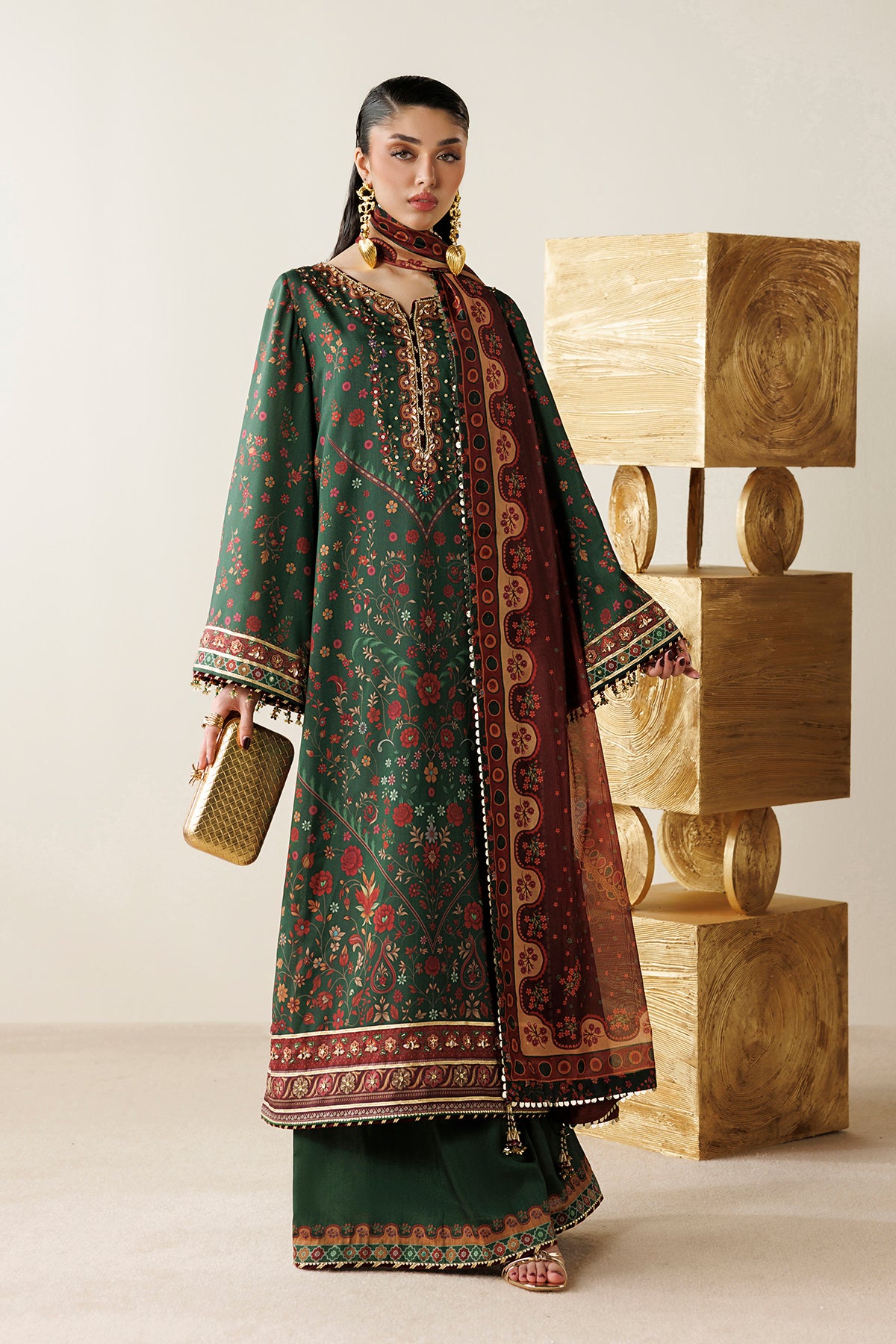 EMBROIDERED RAW SILK OR26-D01