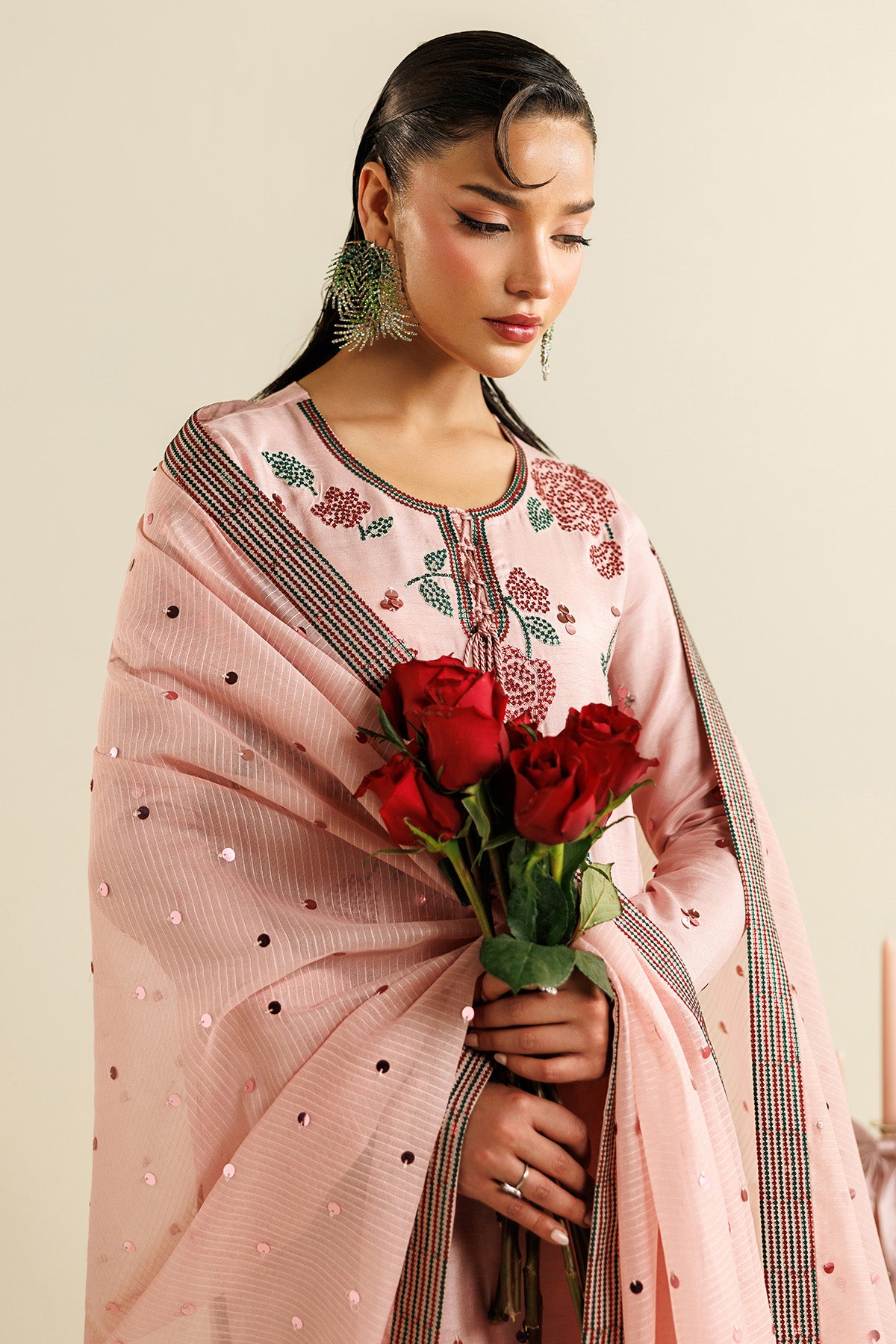 Embroidered Raw Silk UR-7071