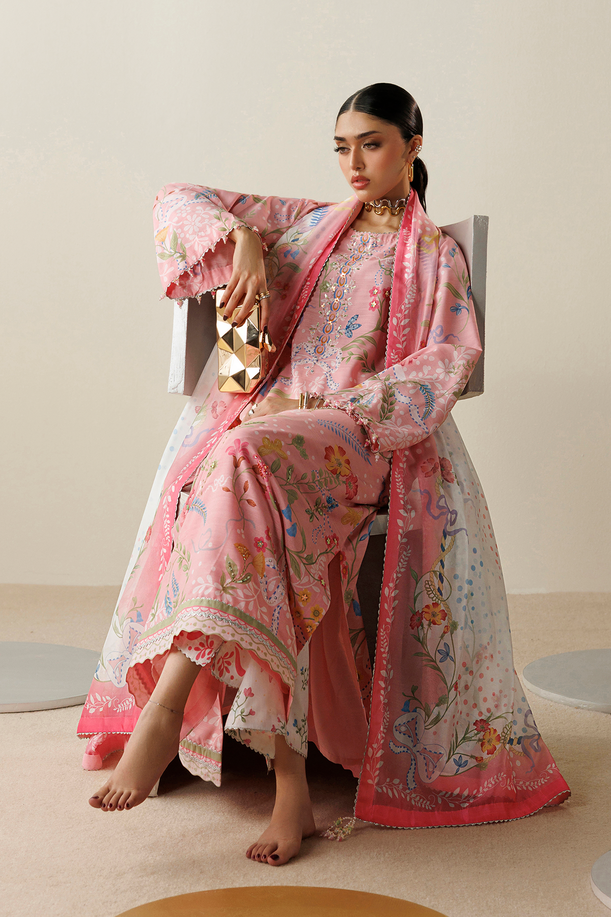 EMBROIDERED RAW SILK OR26-D04
