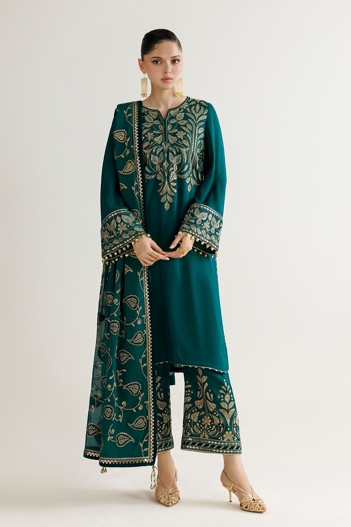 EMBROIDERED RAW SILK UR-7092