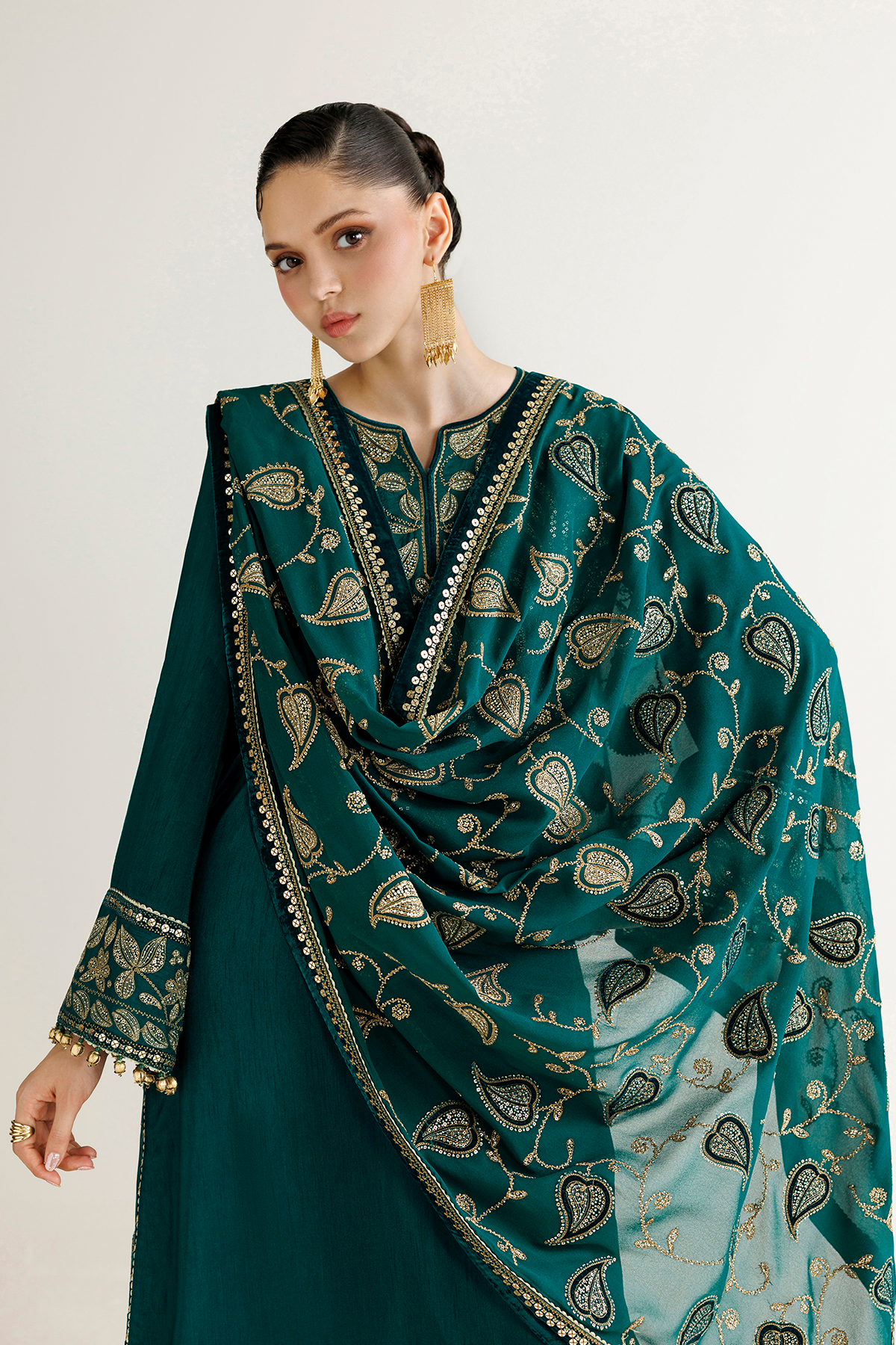 EMBROIDERED RAW SILK UR-7092