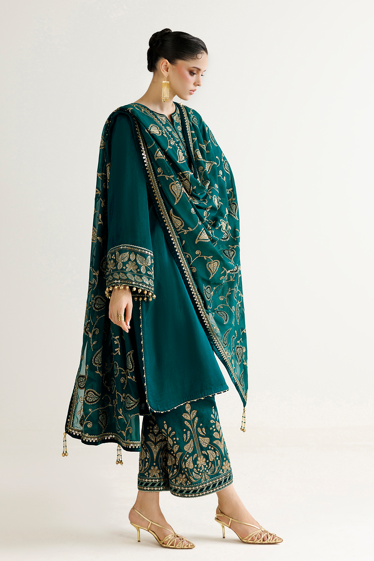 EMBROIDERED RAW SILK UR-7092