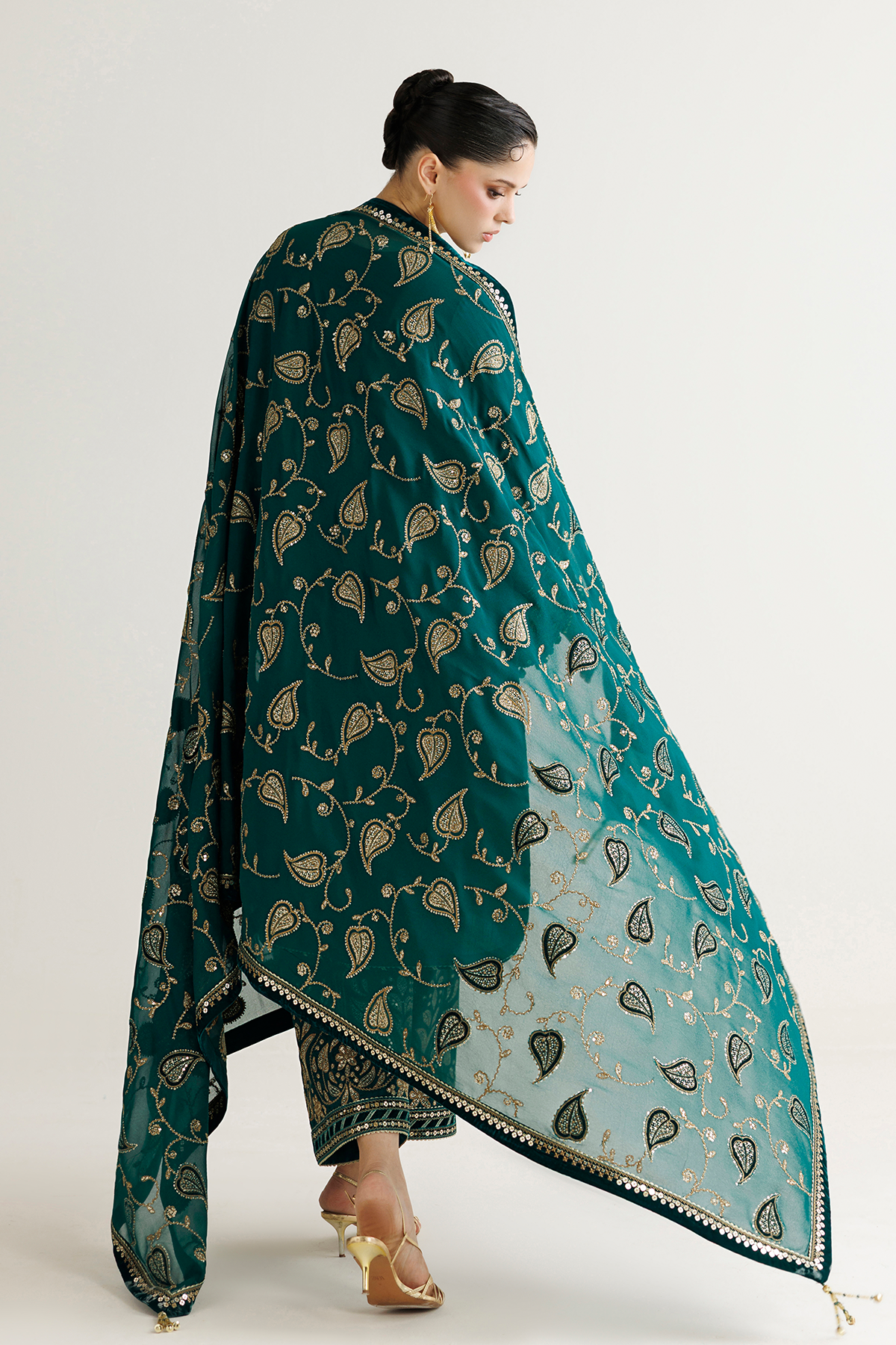 EMBROIDERED RAW SILK UR-7092