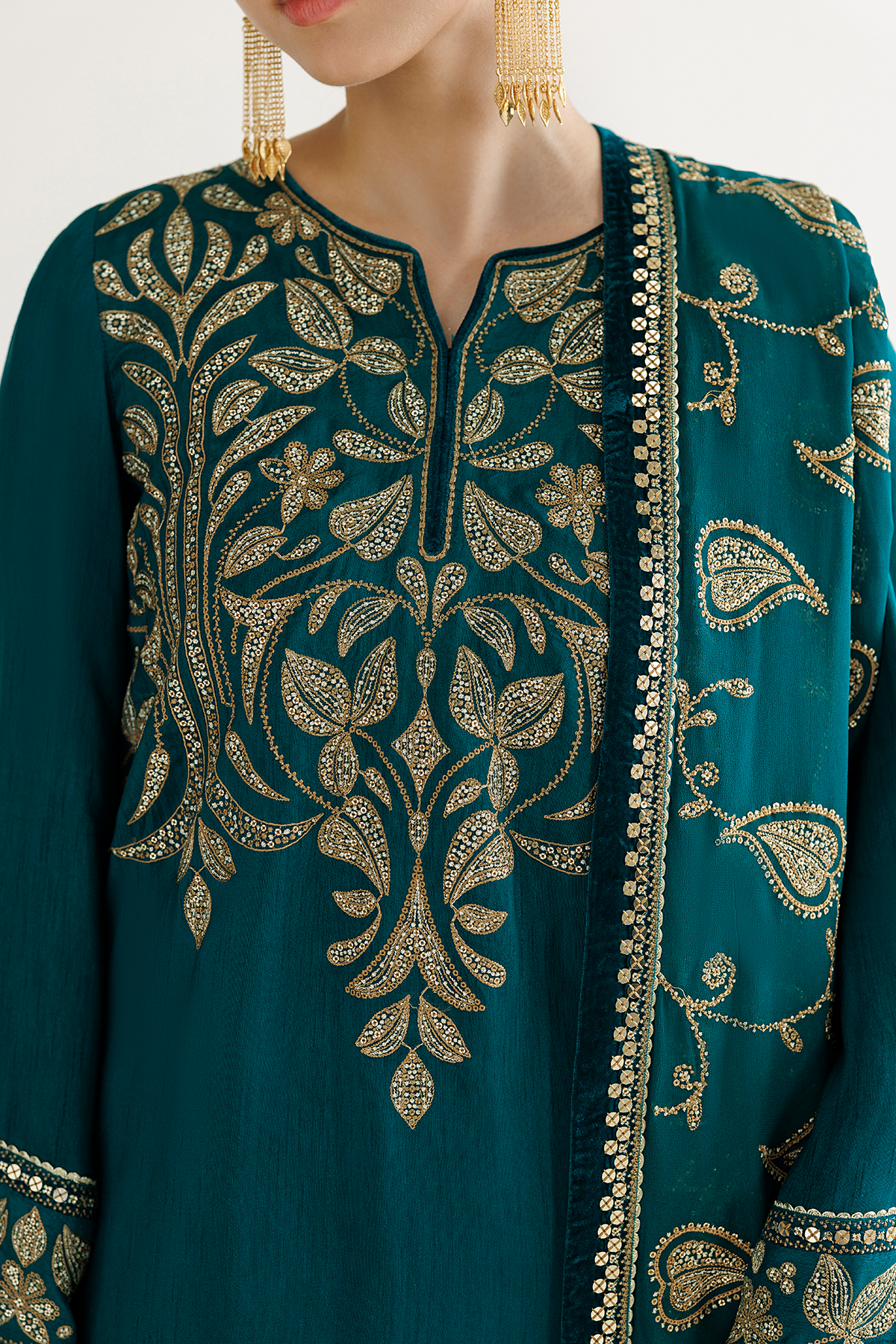 EMBROIDERED RAW SILK UR-7092