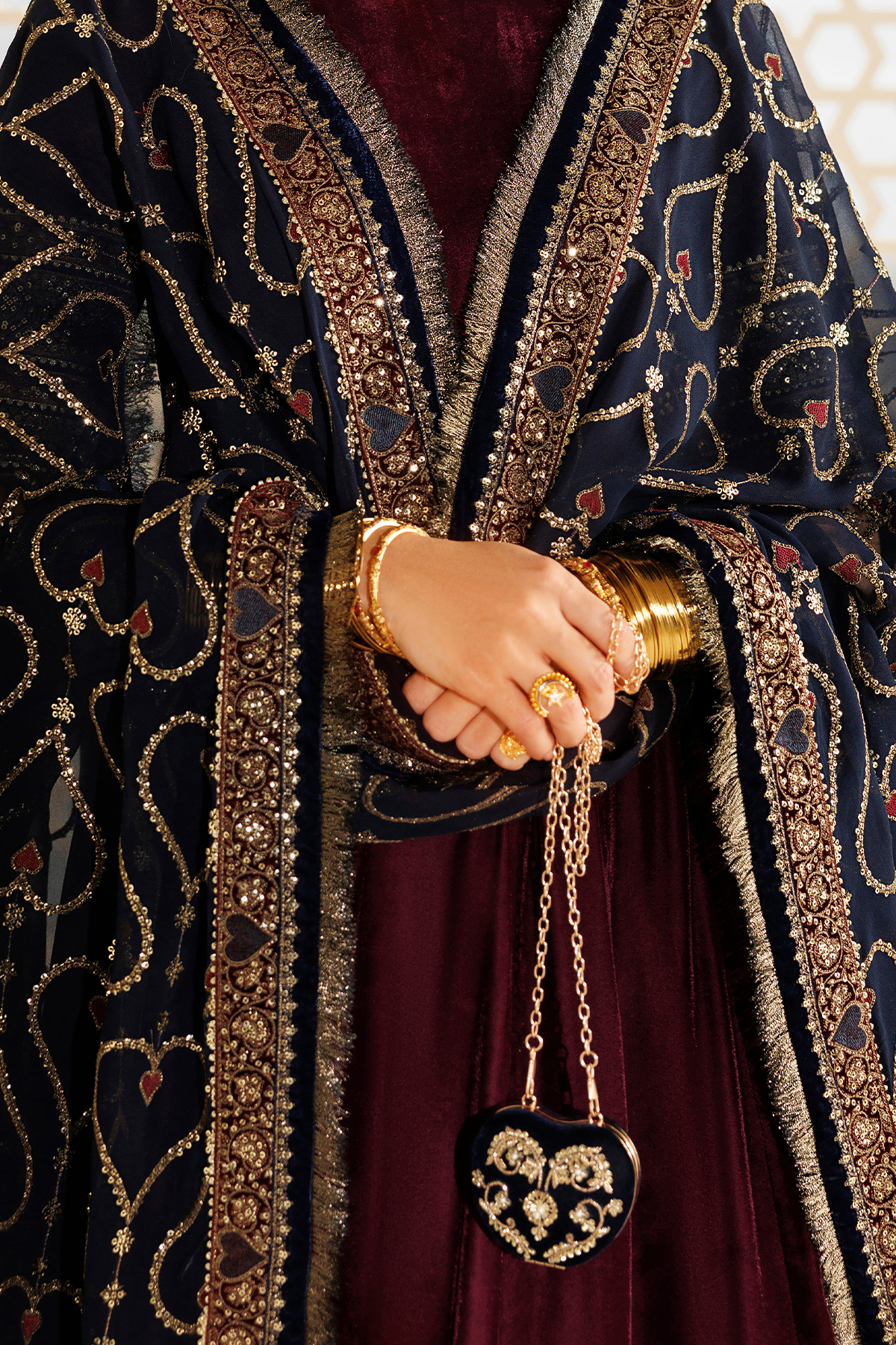 Embroidered Velvet Clutch D-04