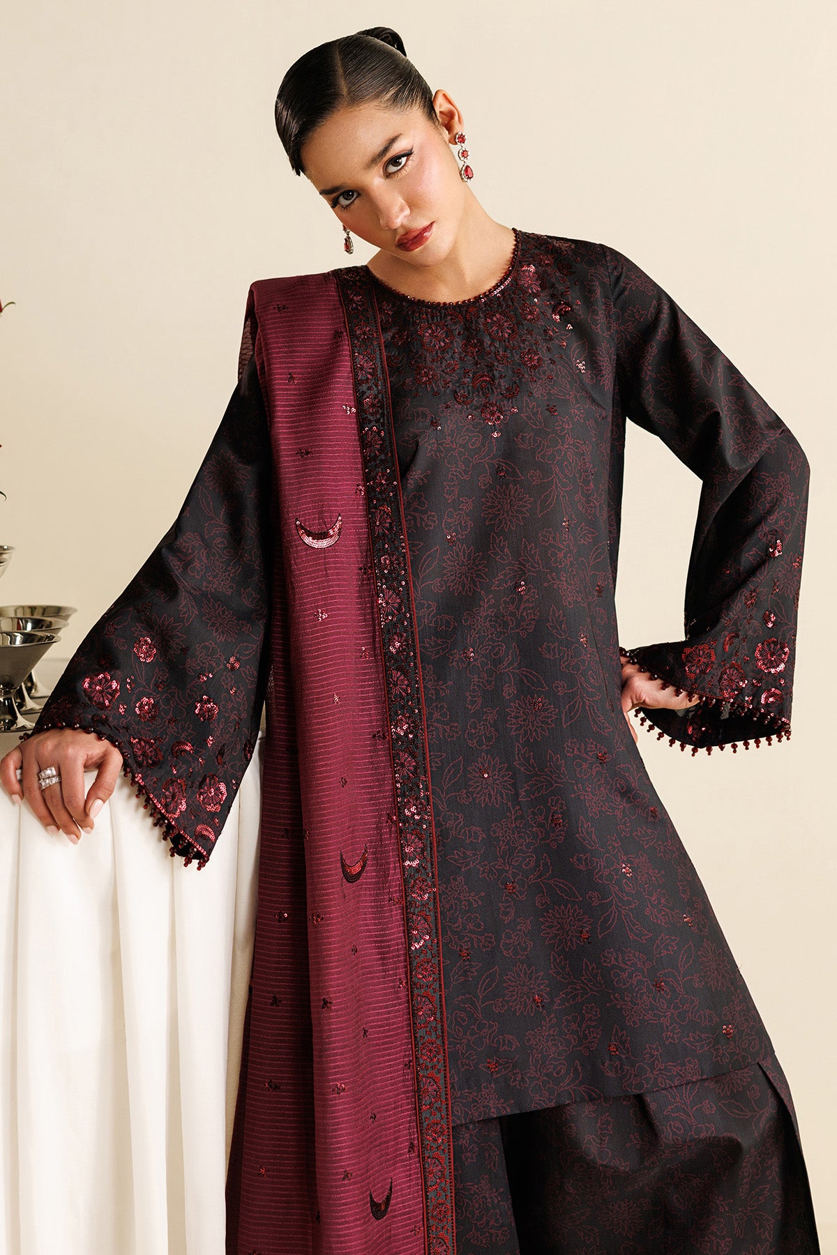 Embroidered Raw Silk UR-7068