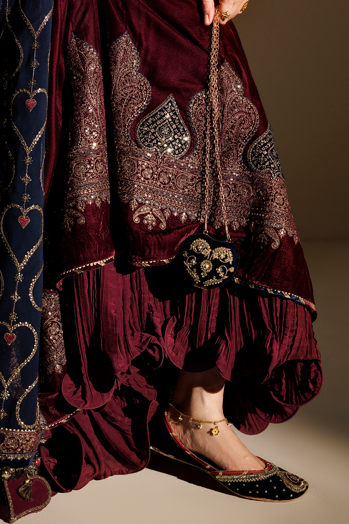 Embroidered Velvet Clutch D-03