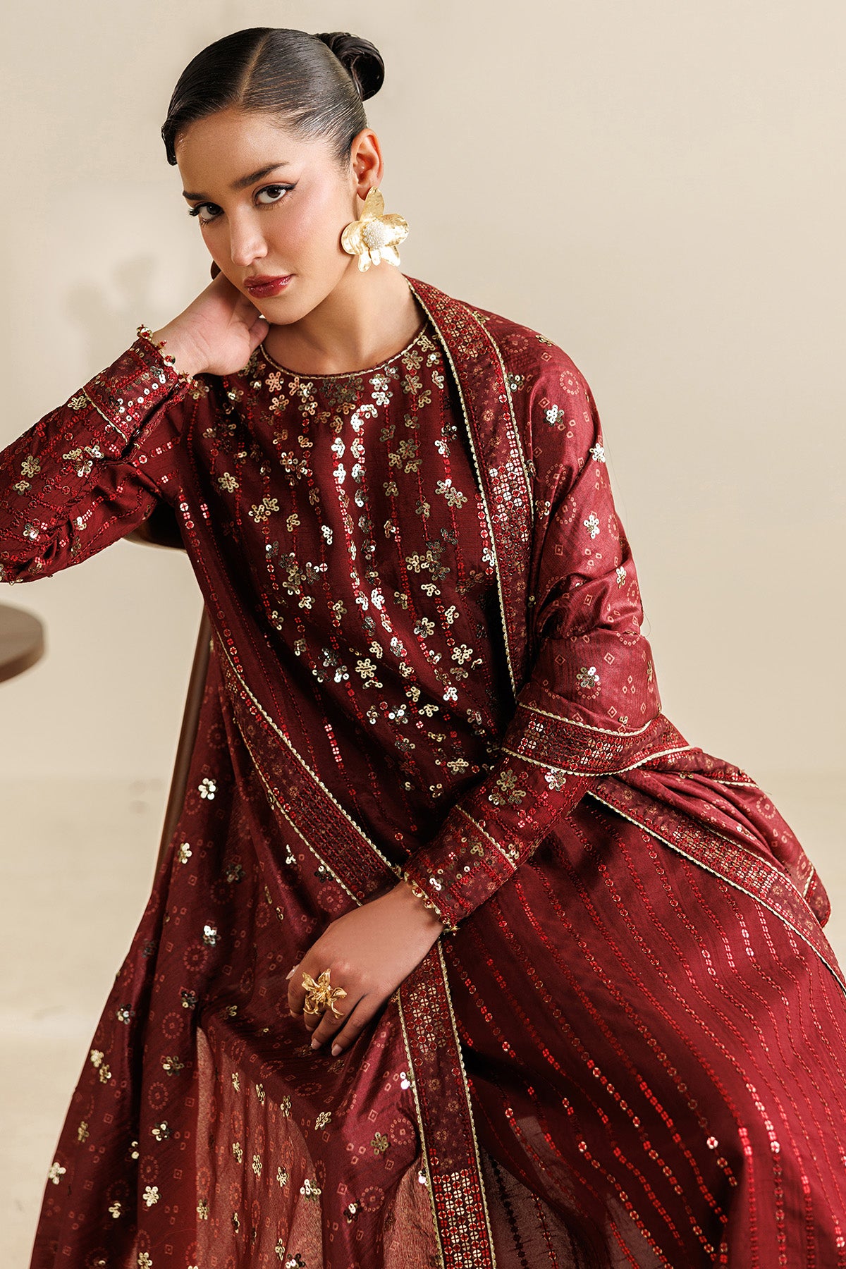 Embroidered Raw Silk UR-7070