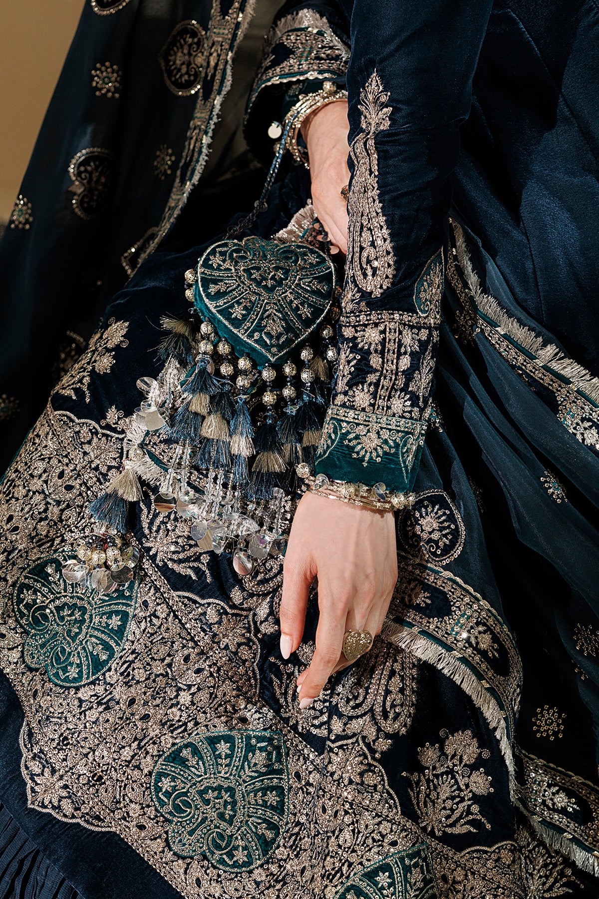 Embroidered Velvet Embellished Bag D-09